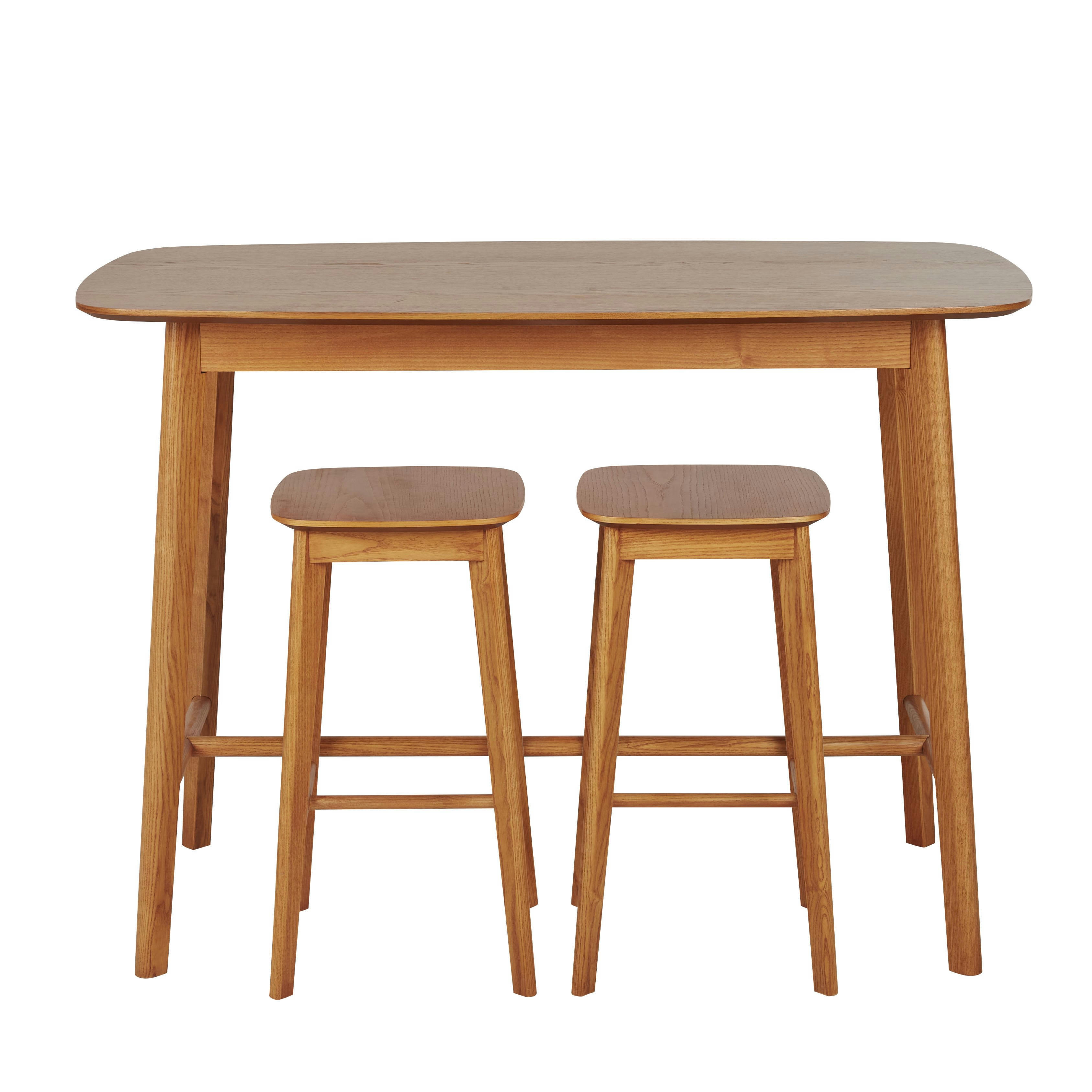 Portobello - Table à manger haute 2 personnes L120 et tabourets (x2) H65