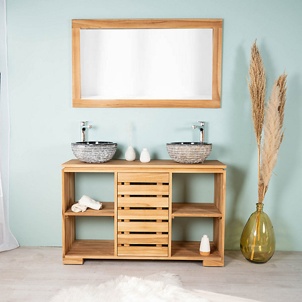 Meuble salle de bain en teck massif 120 cm