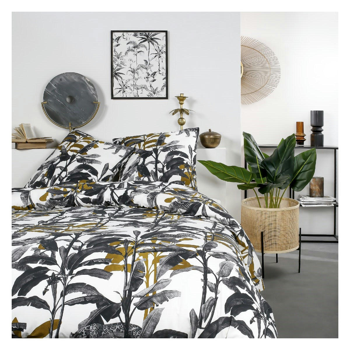 MAWIRA - Parure de lit zippée 2 personnes imprimé en Coton Blanc 240x220 cm