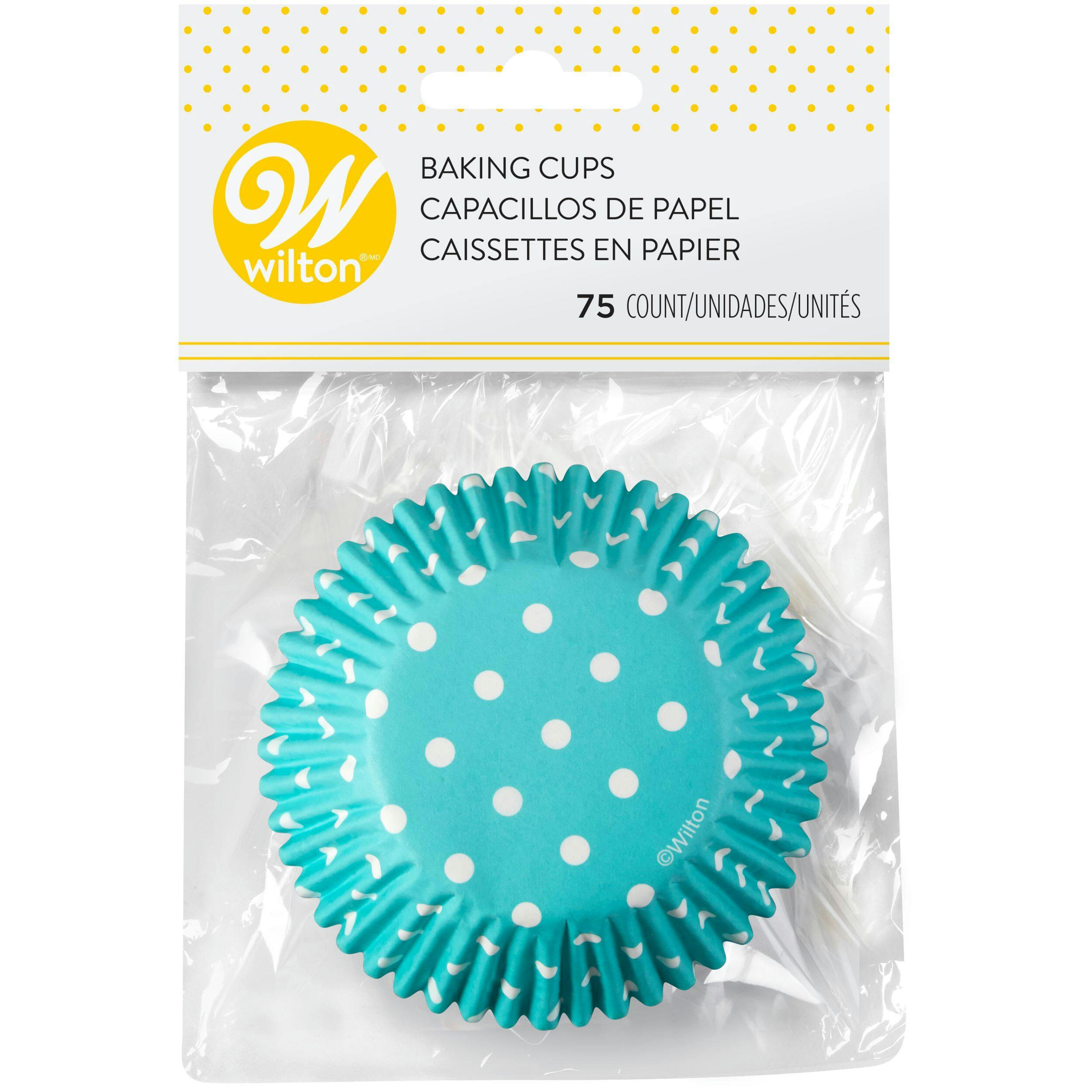 Wilton Baby Blue with White Polka Dots Cupcake Liners, 75-pk