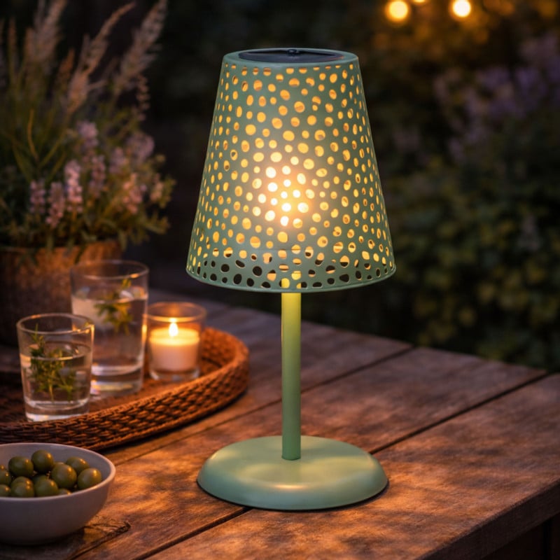 Solar tuinlamp op voet - groen - &Oslash;13x28 cm
