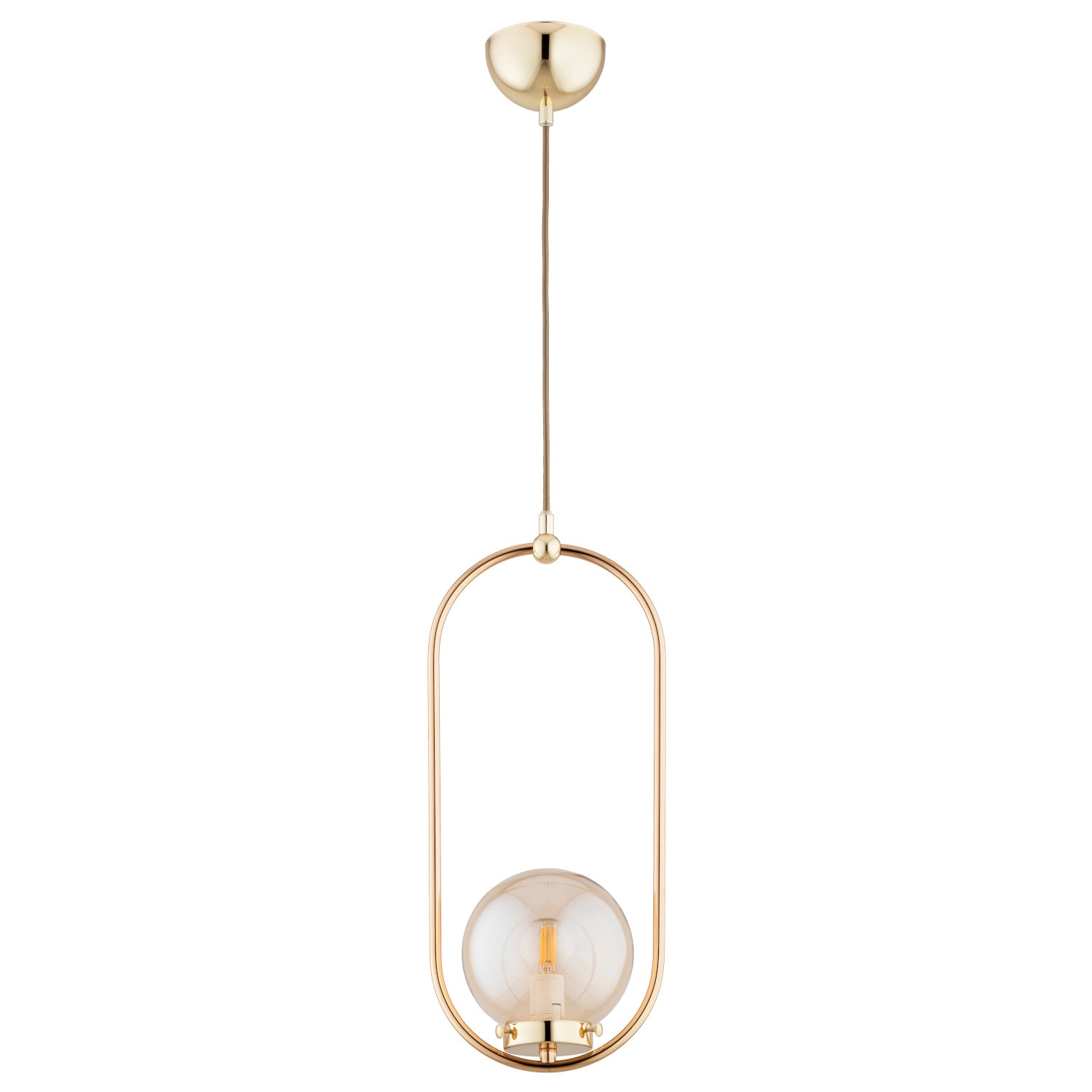 Lampa wisząca OVAL złoto-bursztynowy 1xE14x10W wym:80x14x16,5cm IP20 Alfa