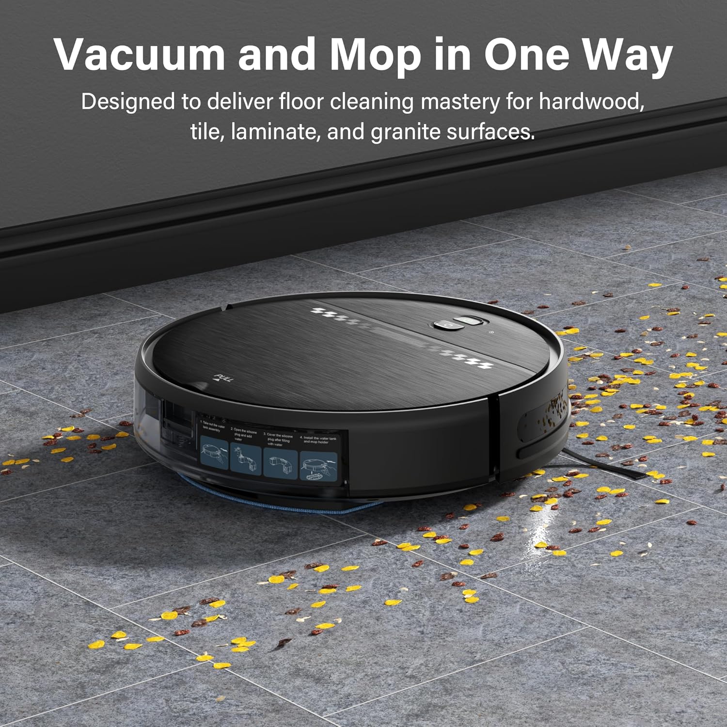 Robot Vacuum and Mop Combo, 2-in-1 Robot Vacuum Cleaner, 2.87'' Slim Design, Wi-Fi/App/Voice Control, 3D Obstacle Avoidance & Self-Charging Robotic Vacuum for Hard Floors, Carpets, Pet Hair