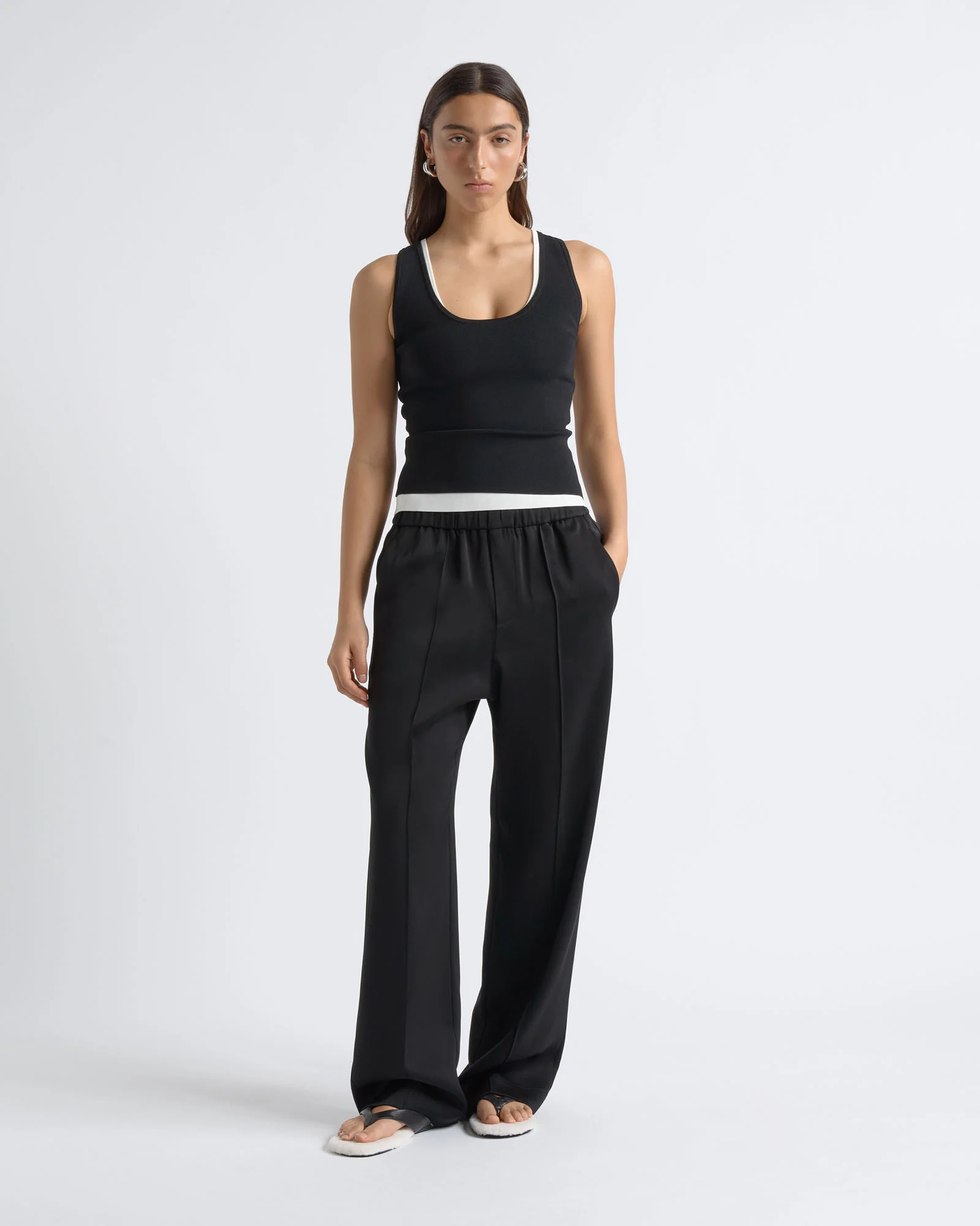 Satin Pin Tuck Pant