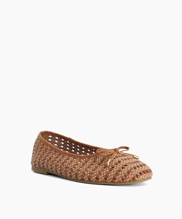 Hypnos Tan - Woven Raffia Ballet Flats