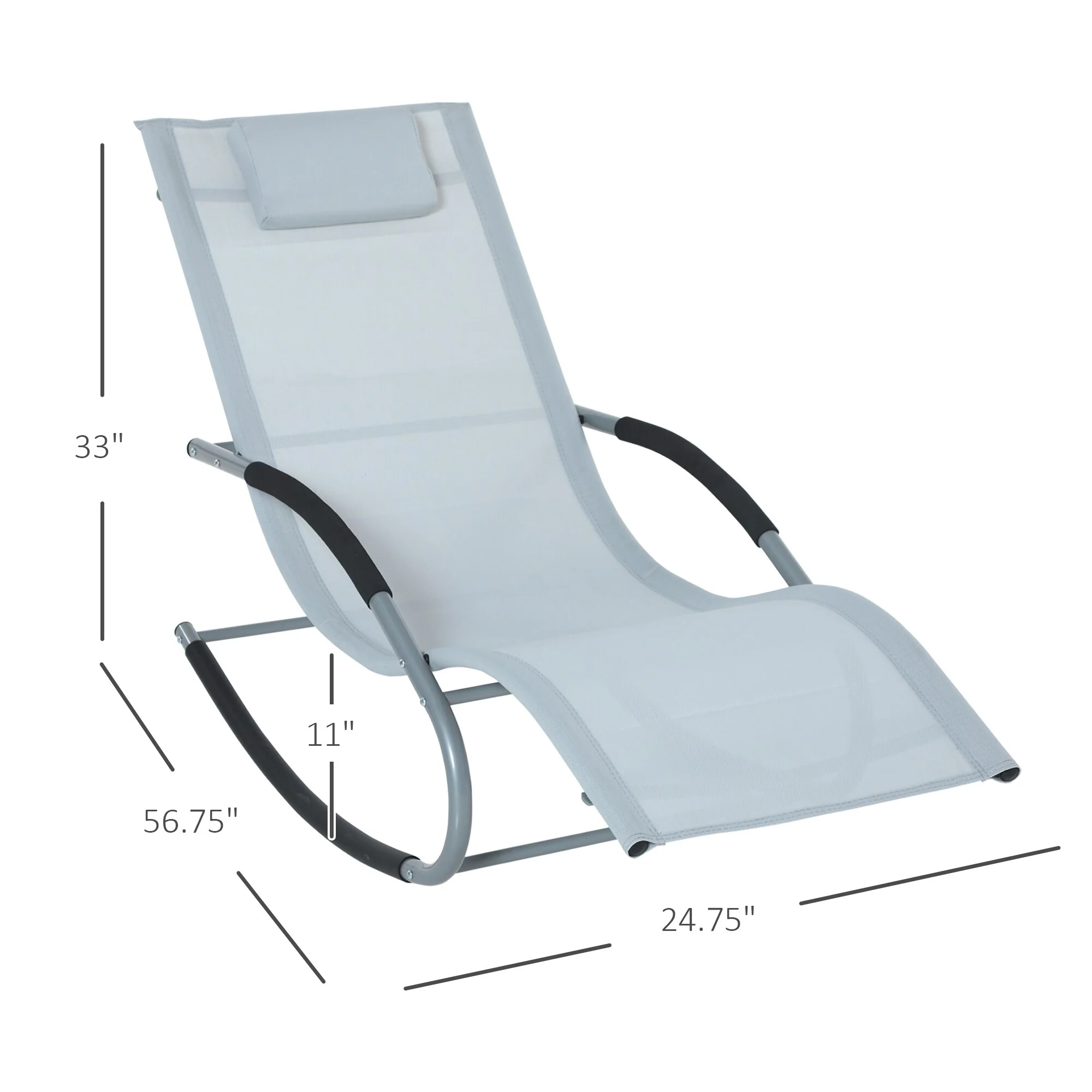 Zero Gravity Outdoor Rocking Chaise Lounge with Removable Pillow and Weather-Fighting Fabric for Patio Deck Poolside