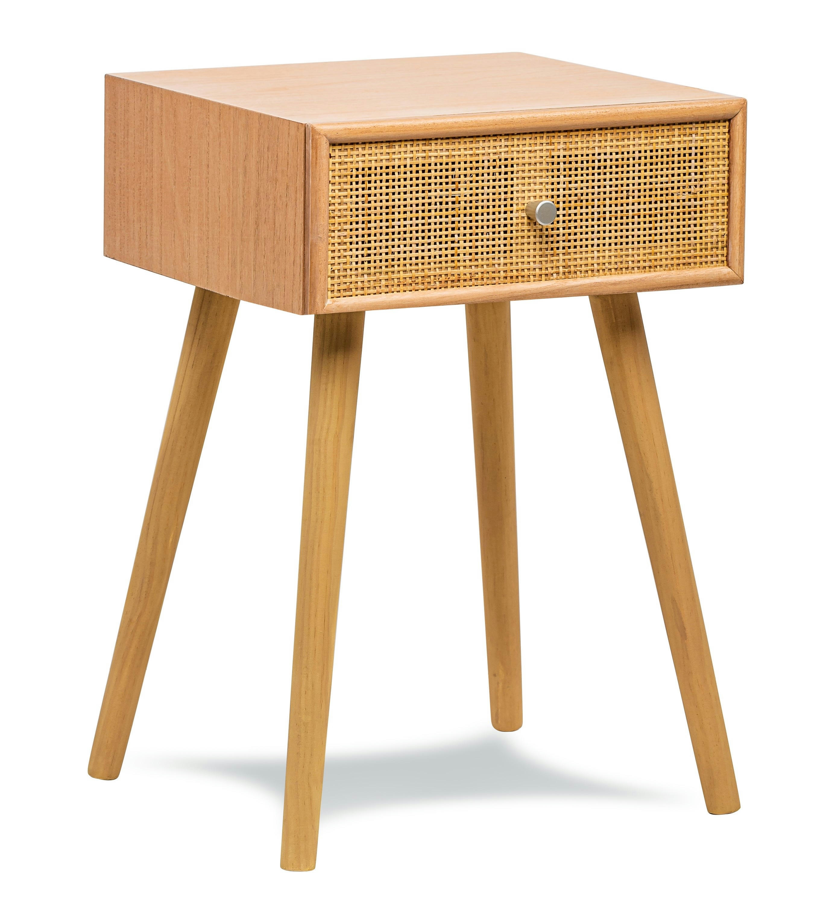 - Table de chevet 1 tiroir en rotin naturel