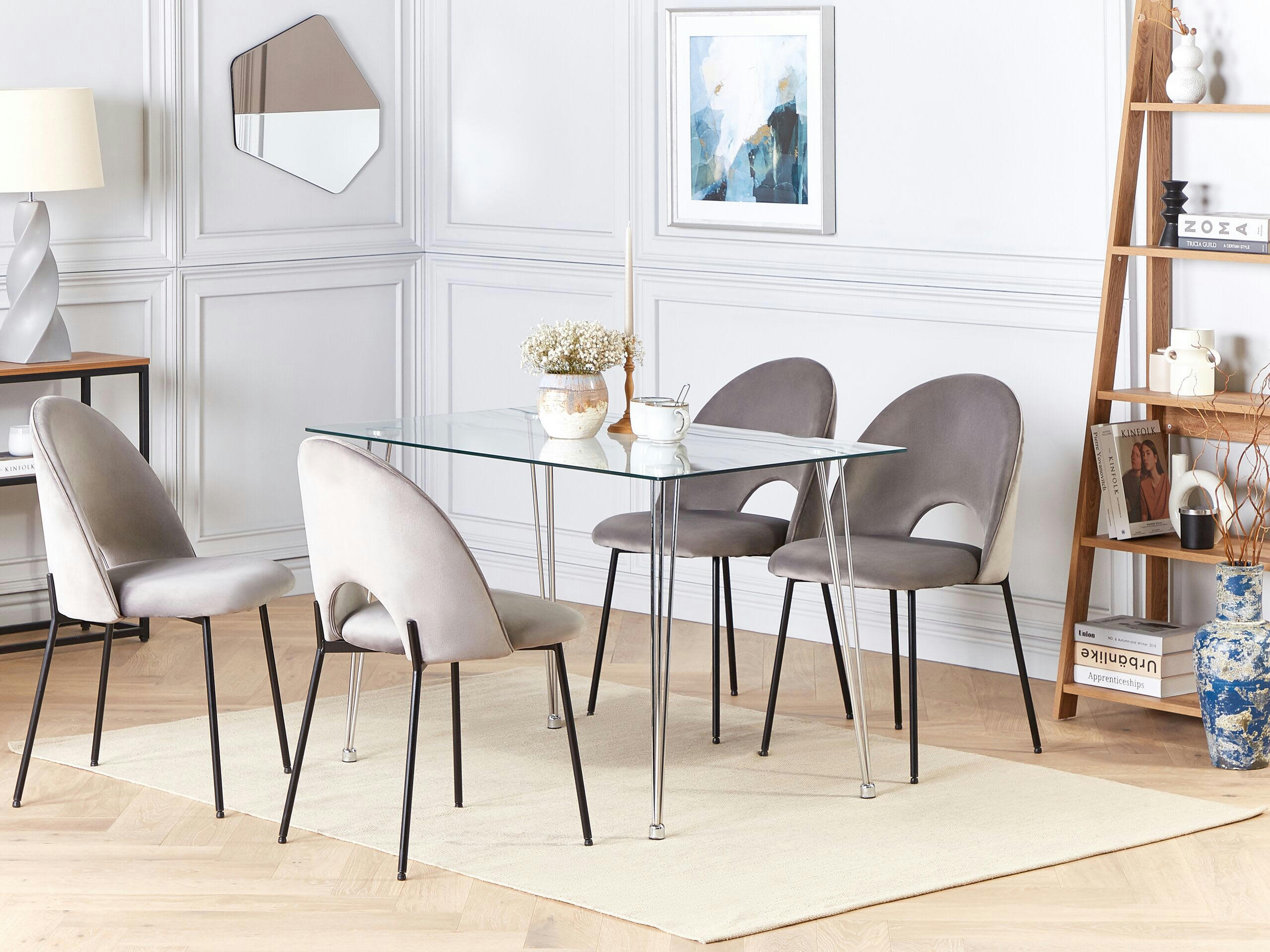 WINSTON - Table de salle à manger en verre de sécurité 4 personnes L120