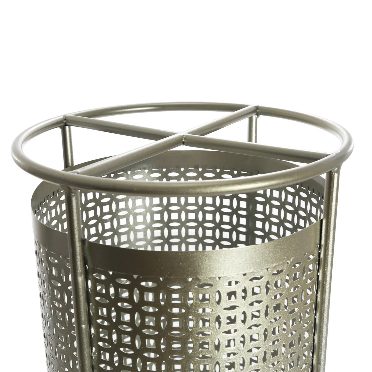 Ec, Pierced Silver Metal Umbrellastand 24.5H - 11.0 x 11.0 x 24.5