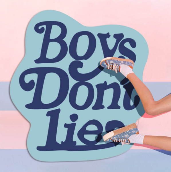 Dekoracyjny miękki dywan "Boy's don't lie" 80 x 80 cm - nieb
