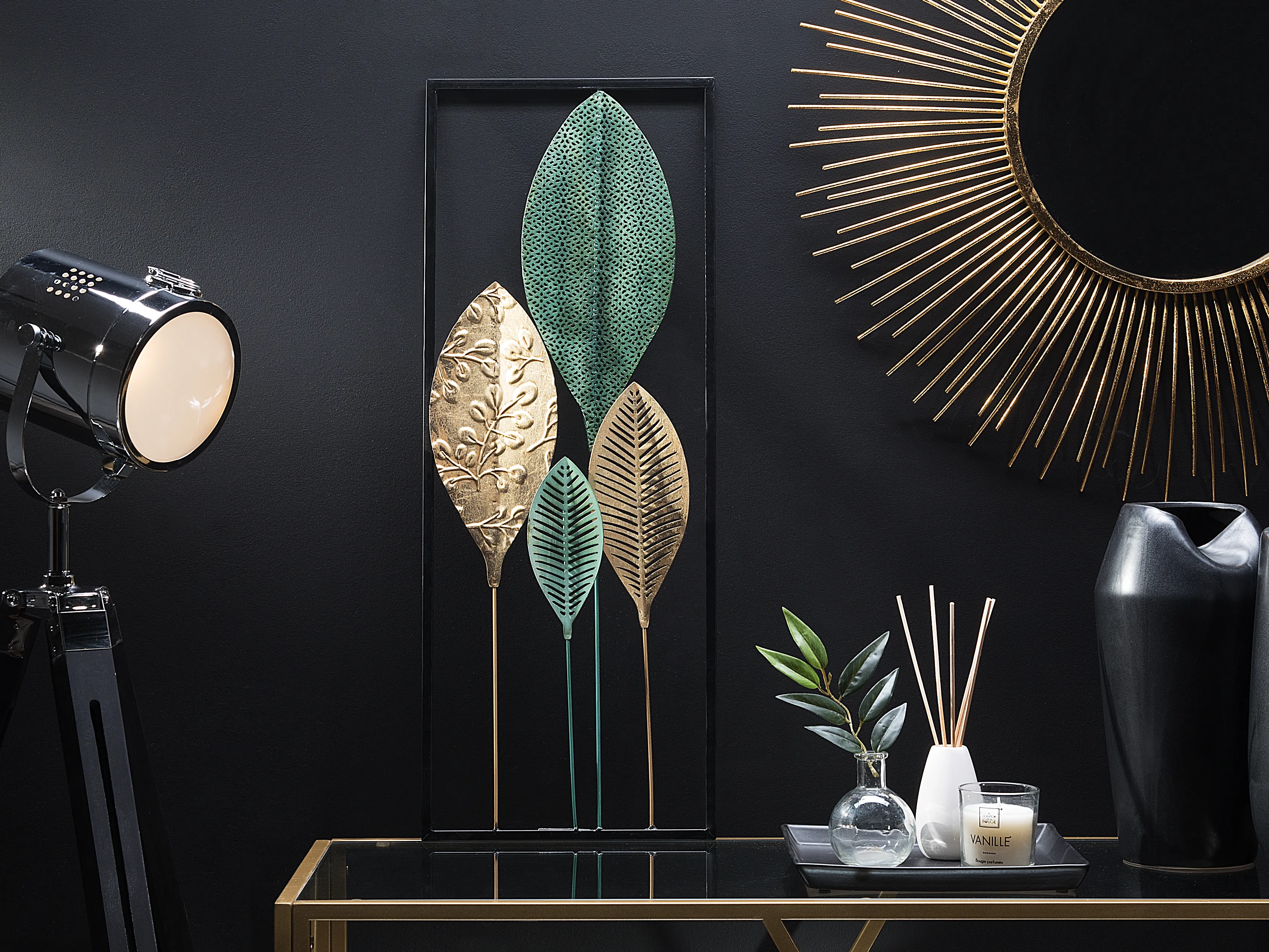 Wall Decor Leaf PLATINUM Metal 75 cm Multicolour