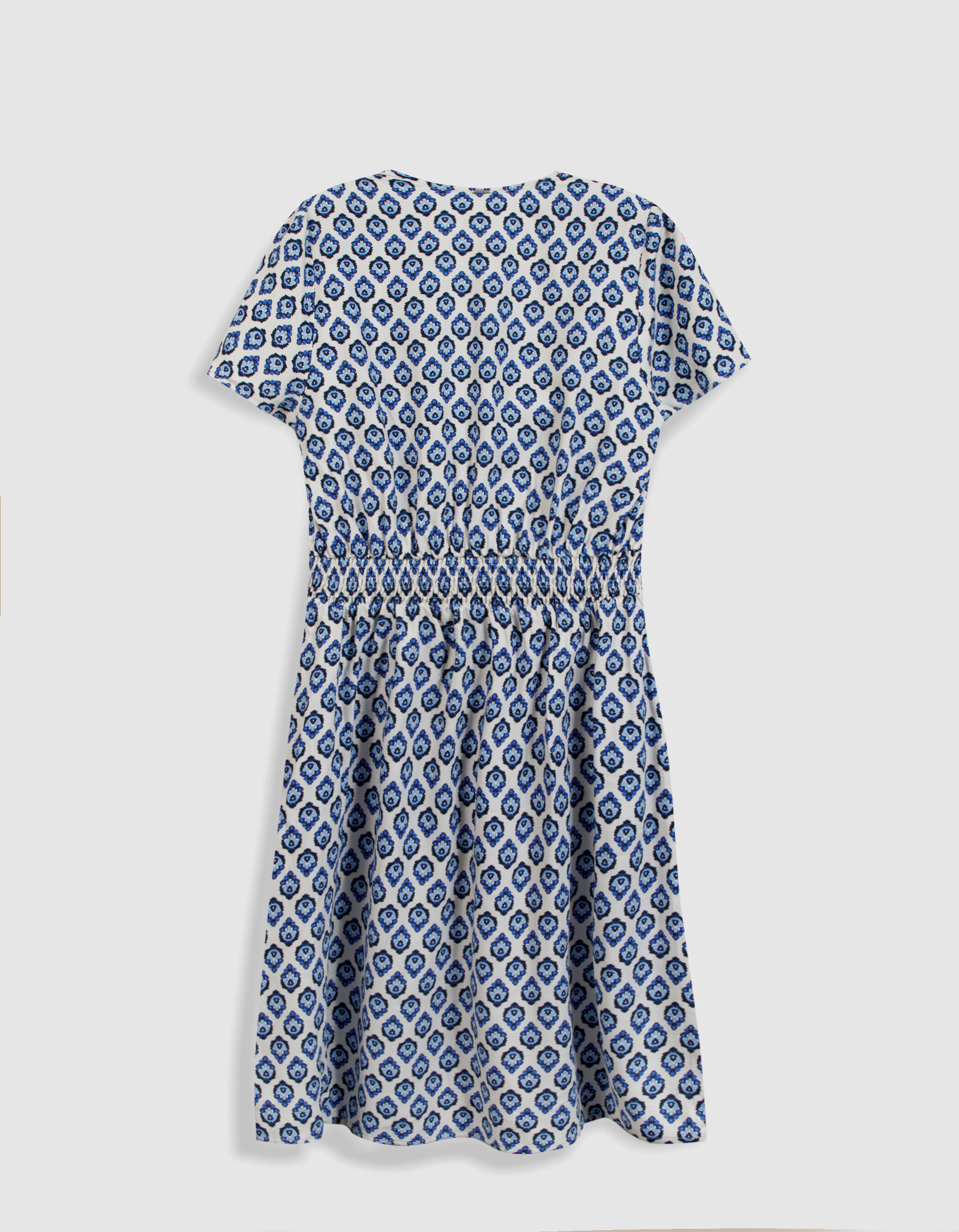 Robe courte imprimé floral bleu Femme