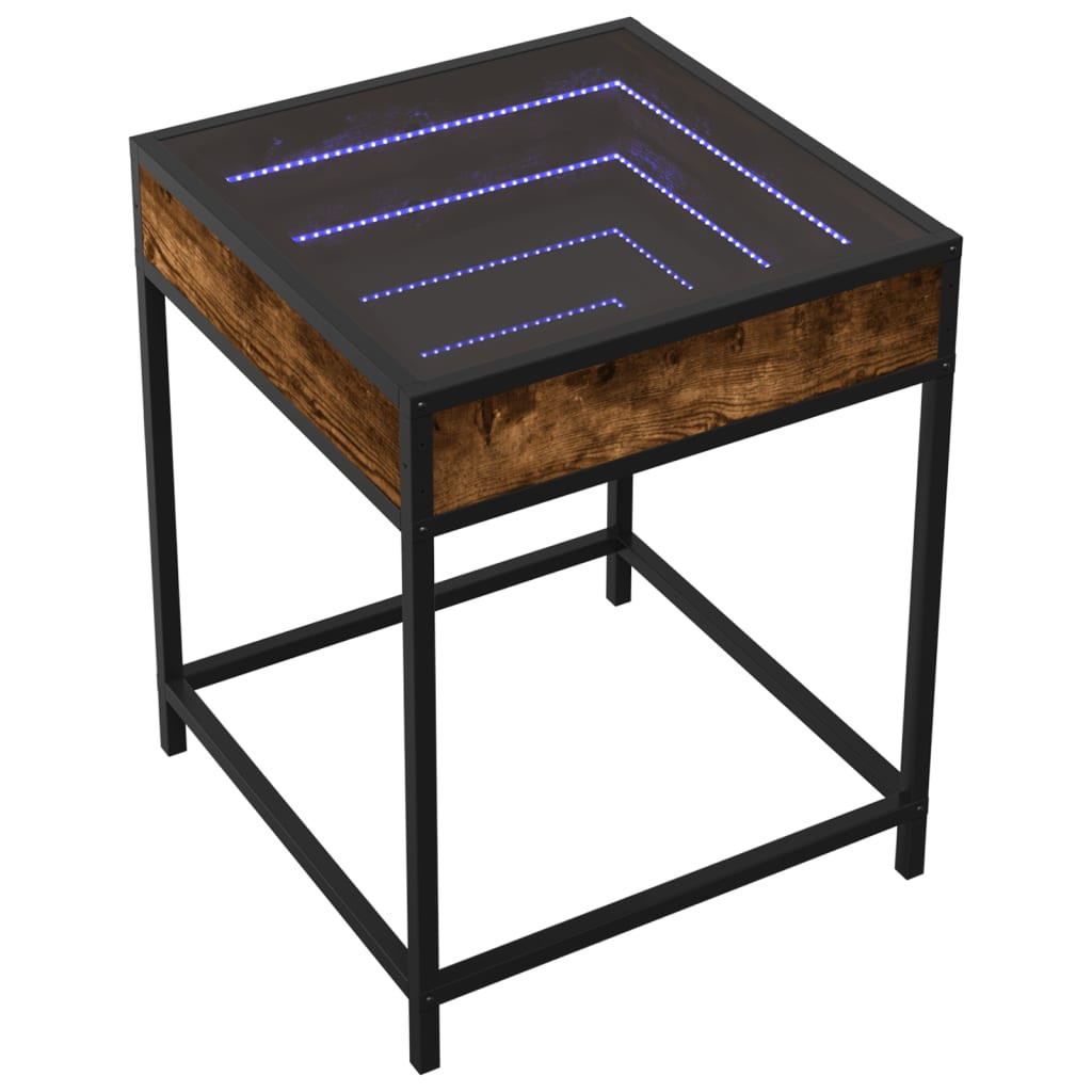 Szafka Nocna Stolik Komoda Brązowa z LED Do Sypialni 40x40x51 cm