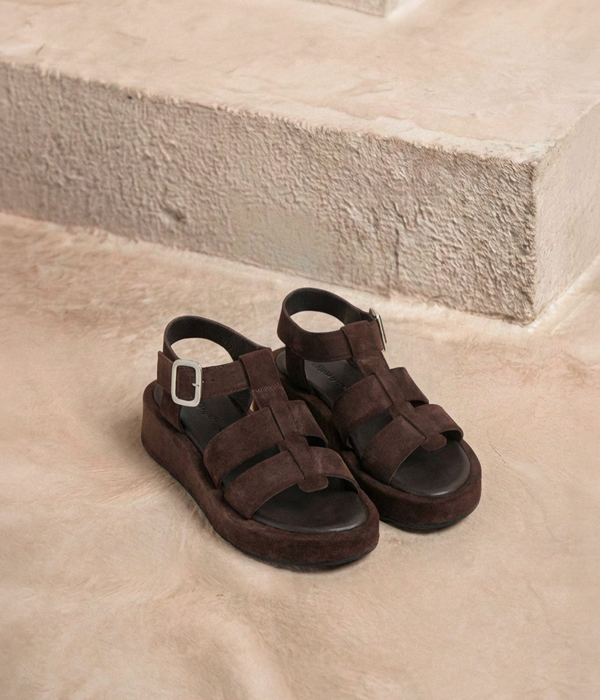 Sandales velours chocolat Billie
