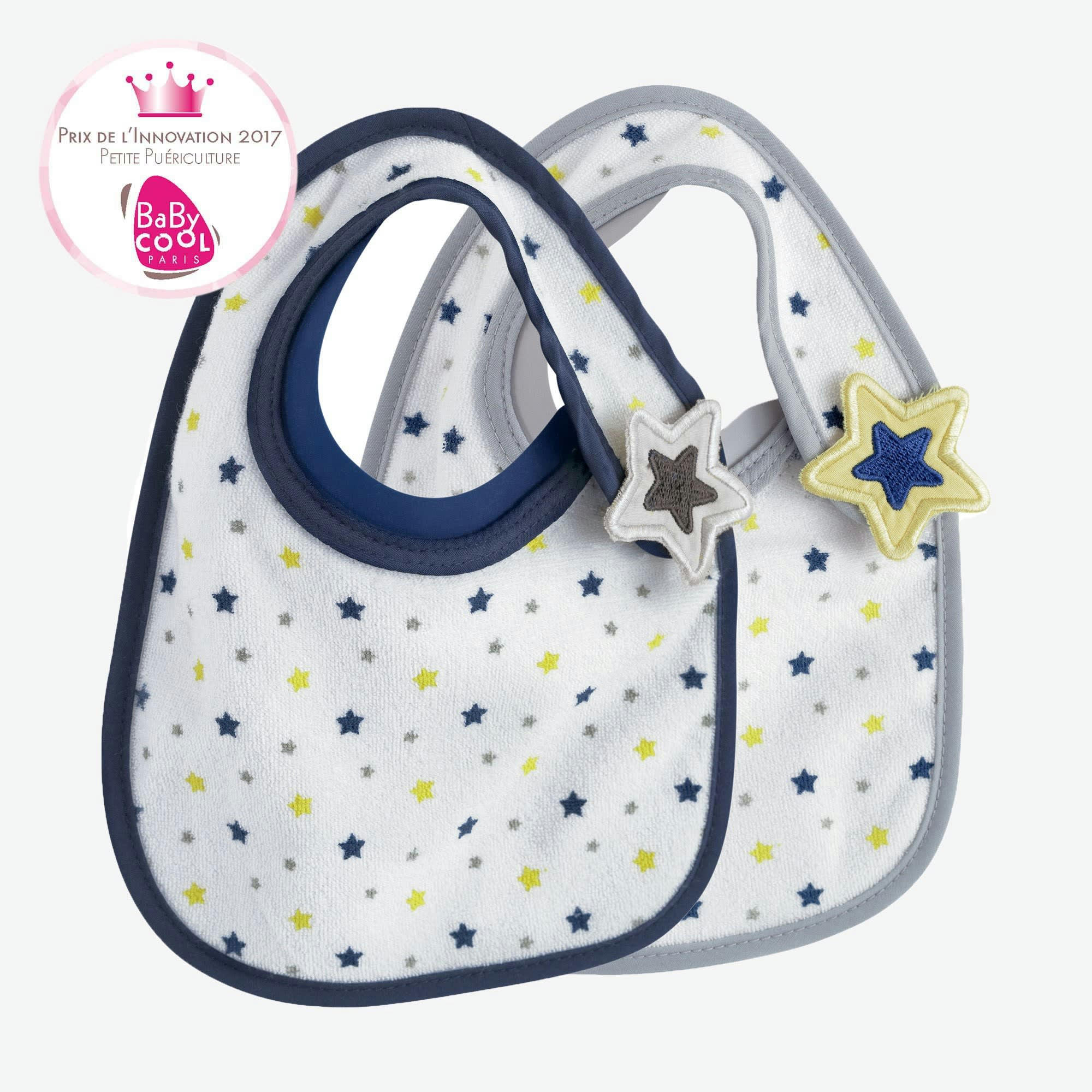 BIBUP - 2 bavoirs antirégurgitation bébé - étoiles bébé  Blanc
