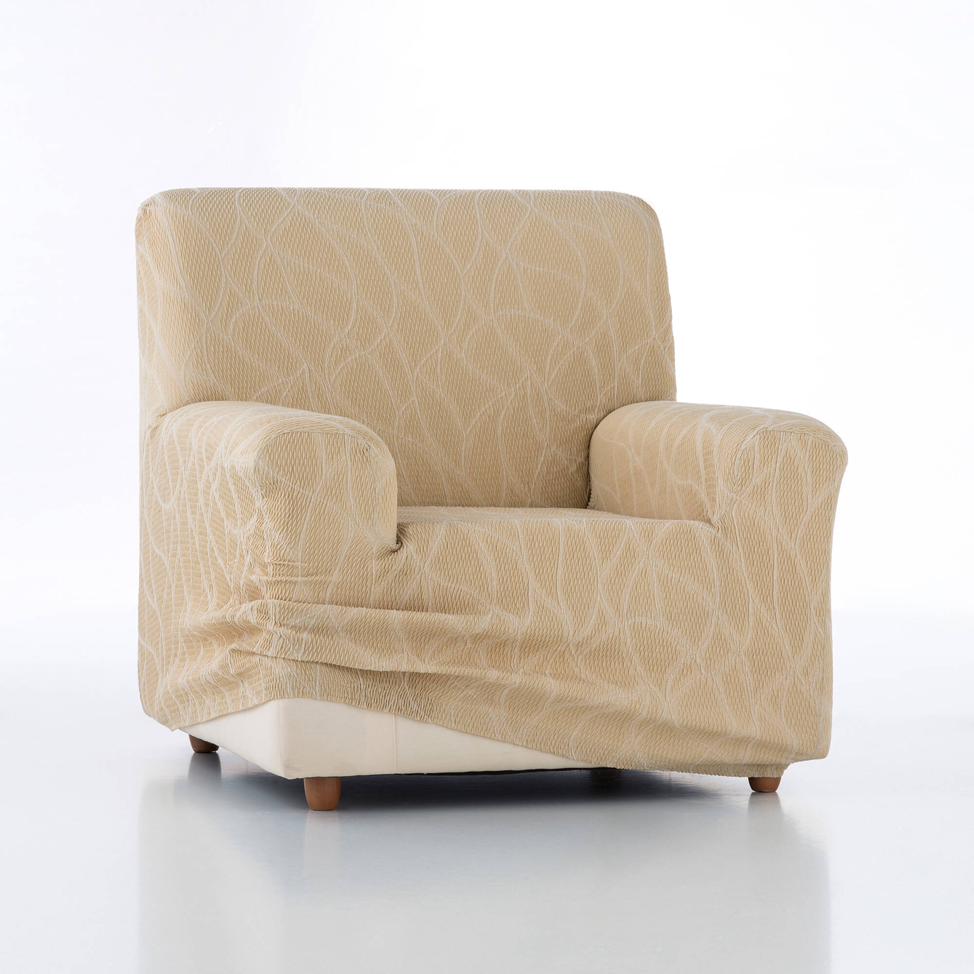 Housse extensible motif jacquard "serpentins" pour fauteuil et canapé