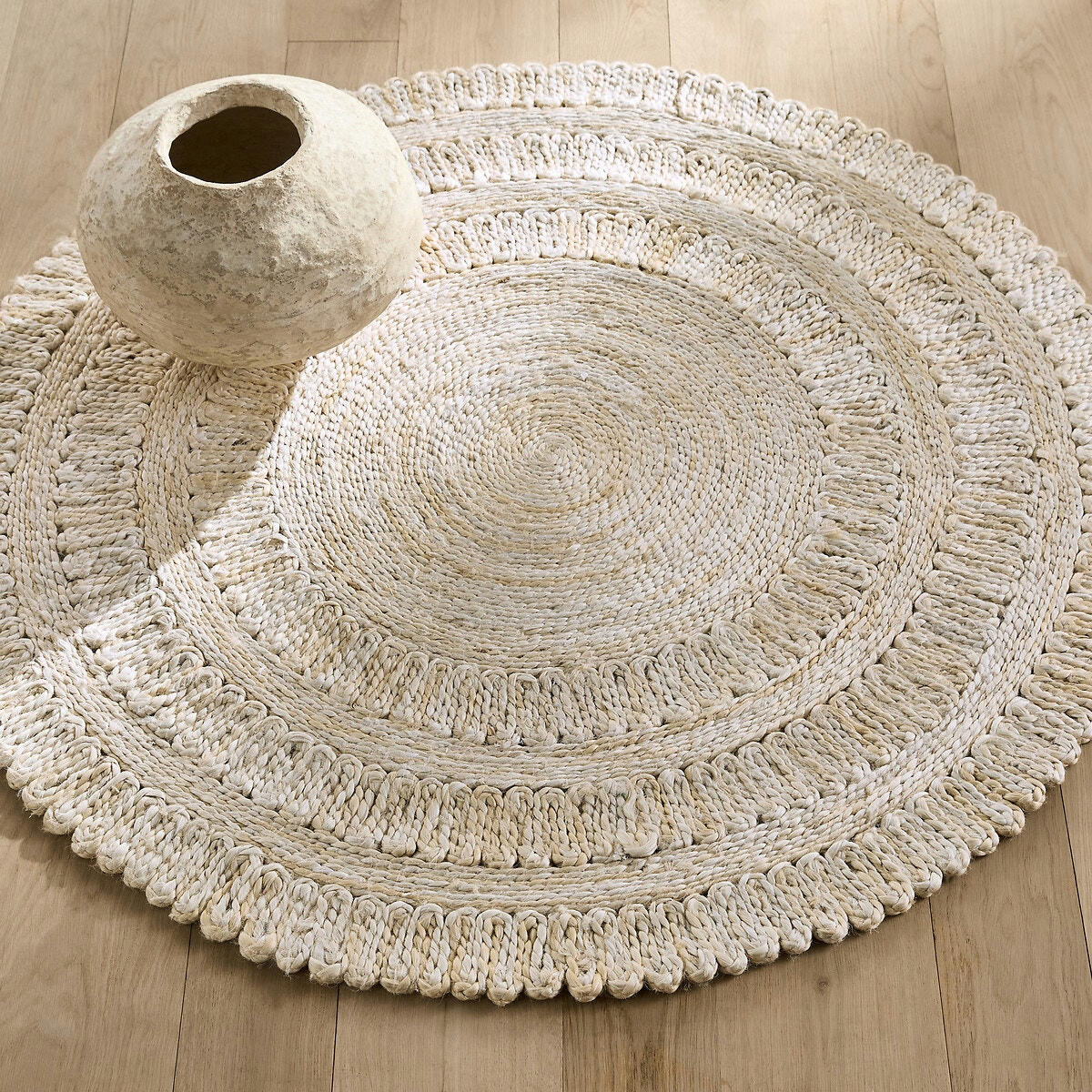 Tapis rond Ø 120 cm en jute, tressé main, Deepti