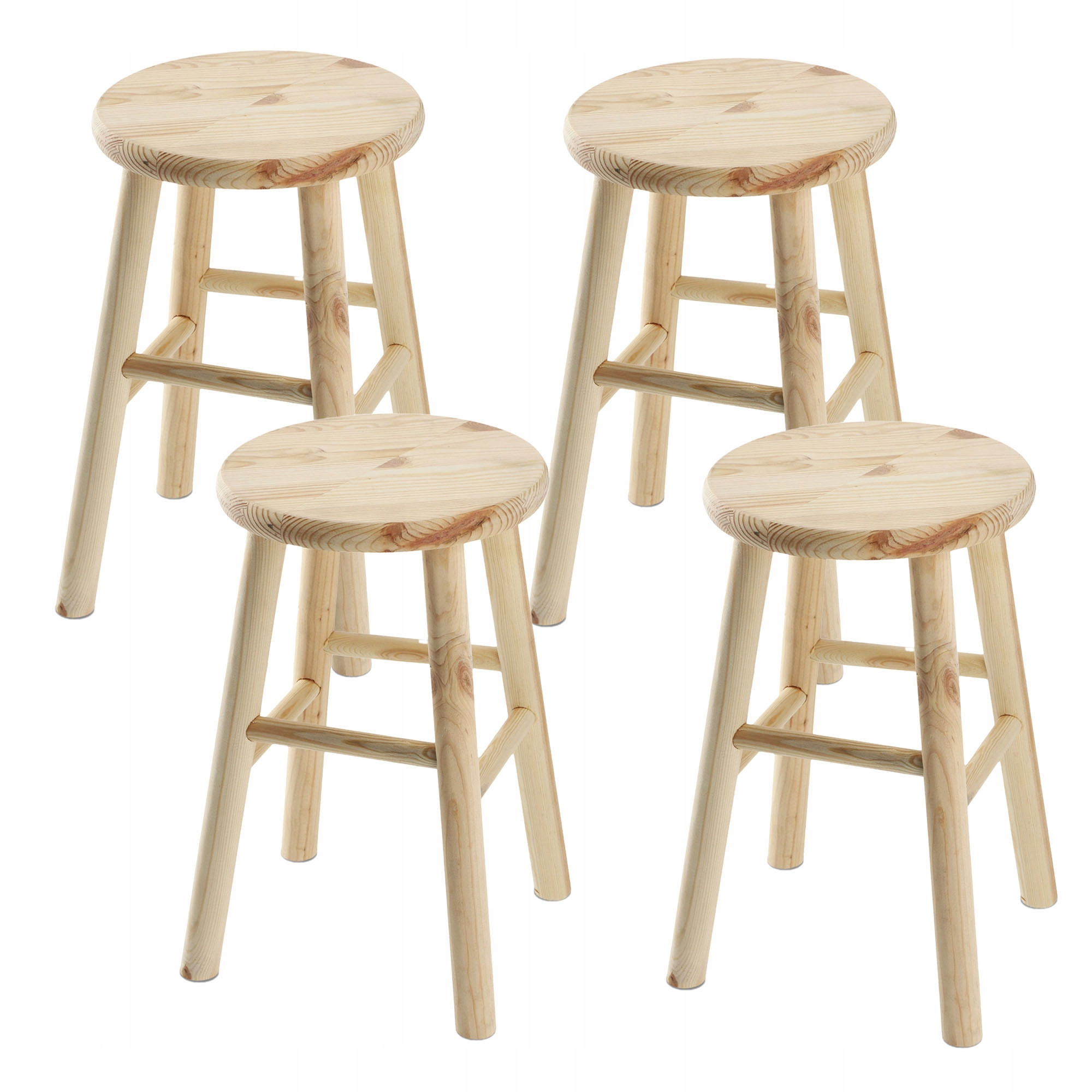 Kadax Taboret Drewniany Stołek Krzesło 46cm 4szt
