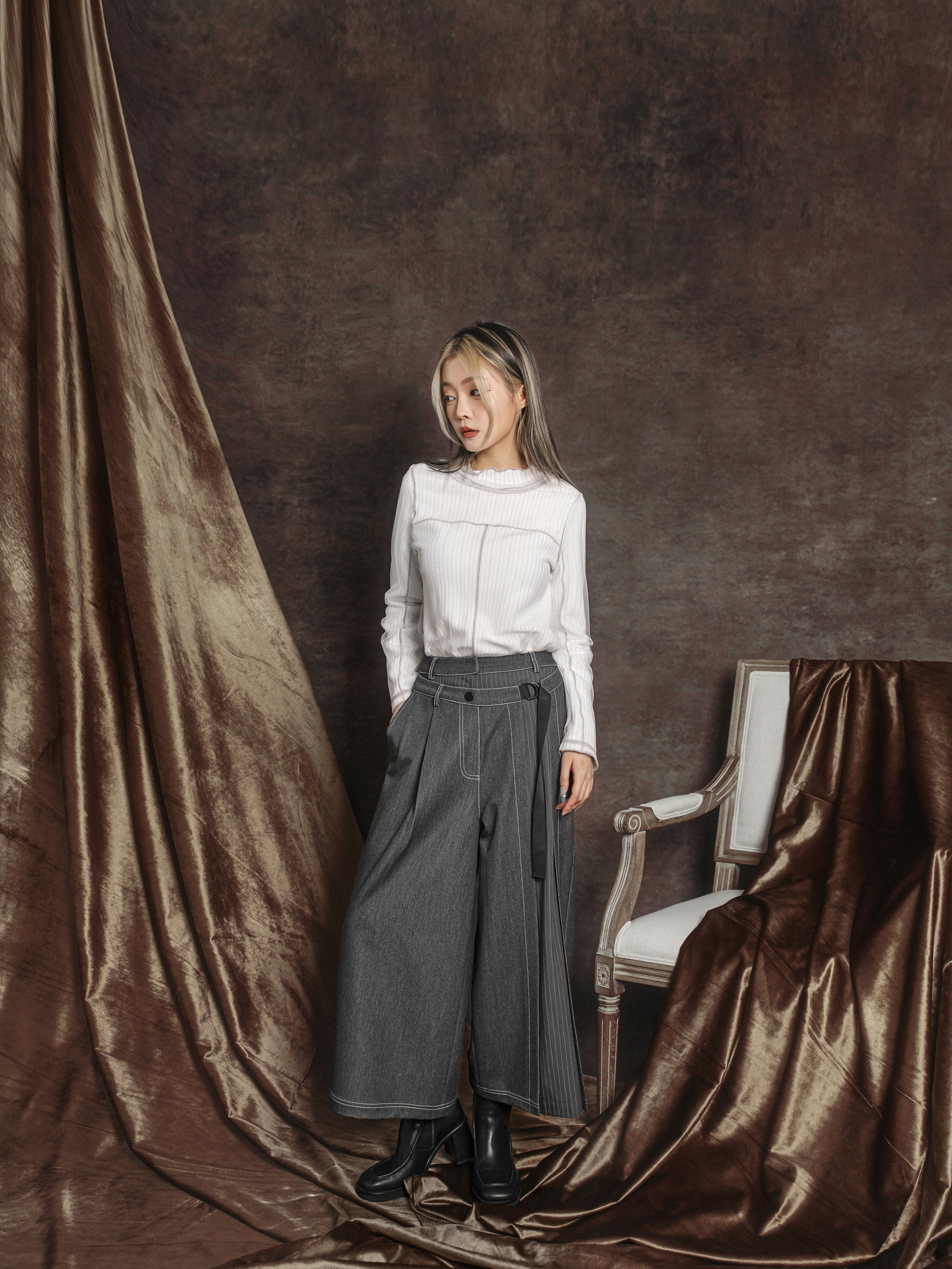 Asymmetric patchwork pants - 280D