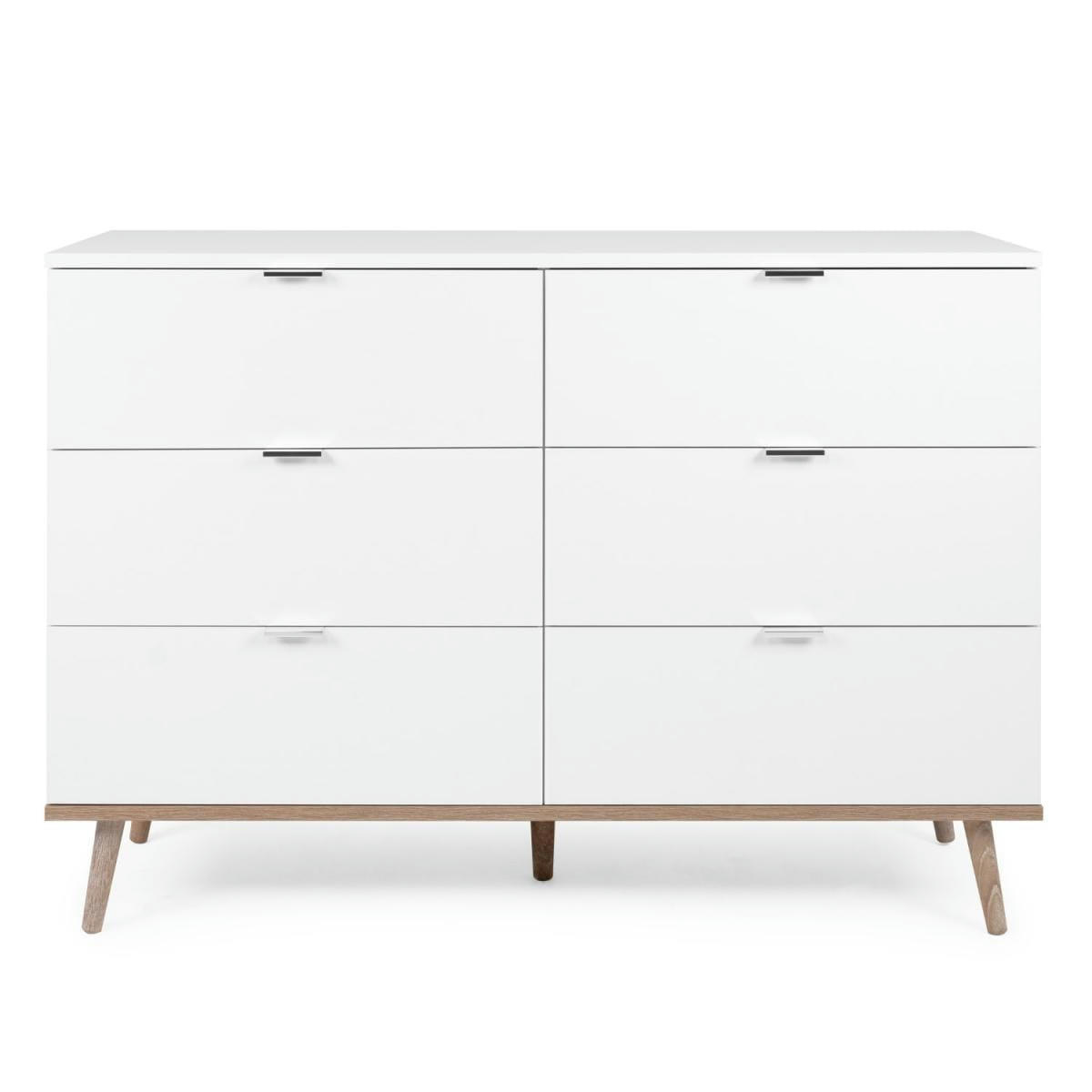 - Commode avec 6 tiroirs en bois blanc 86,5x120x40cm