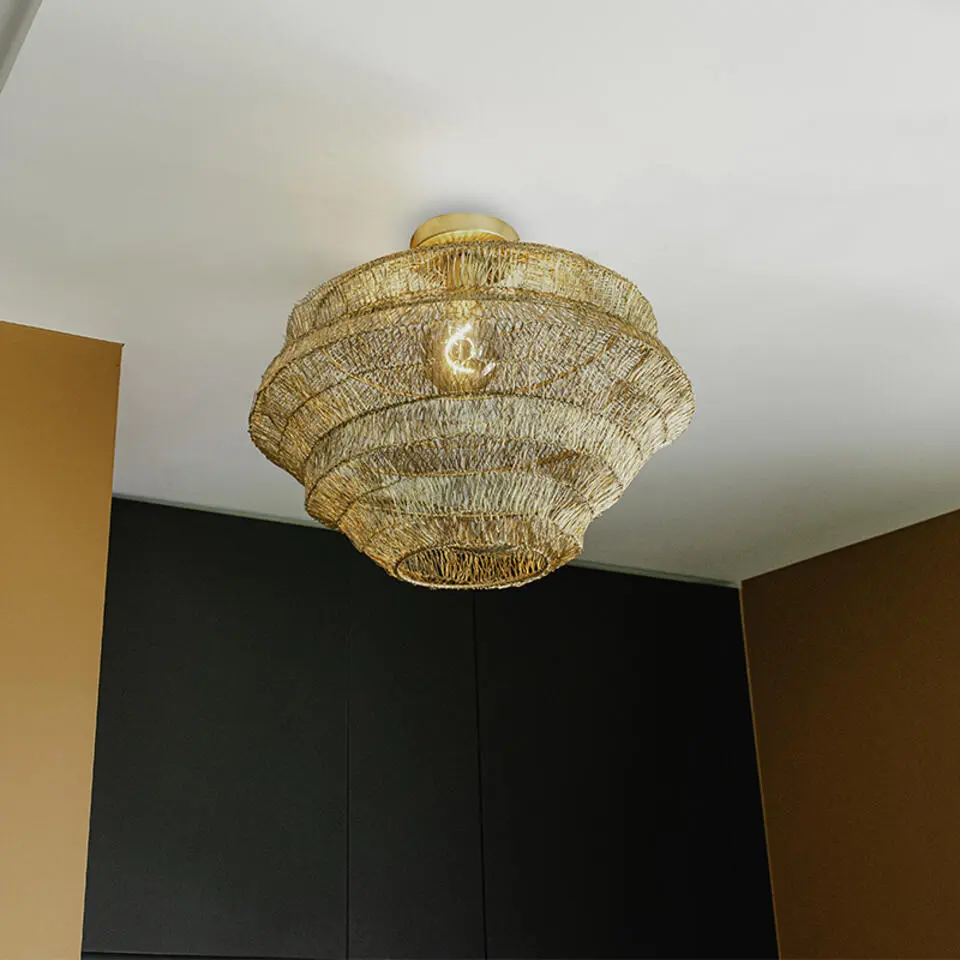 Qazqa plafondlamp vadi goudkleurig e27