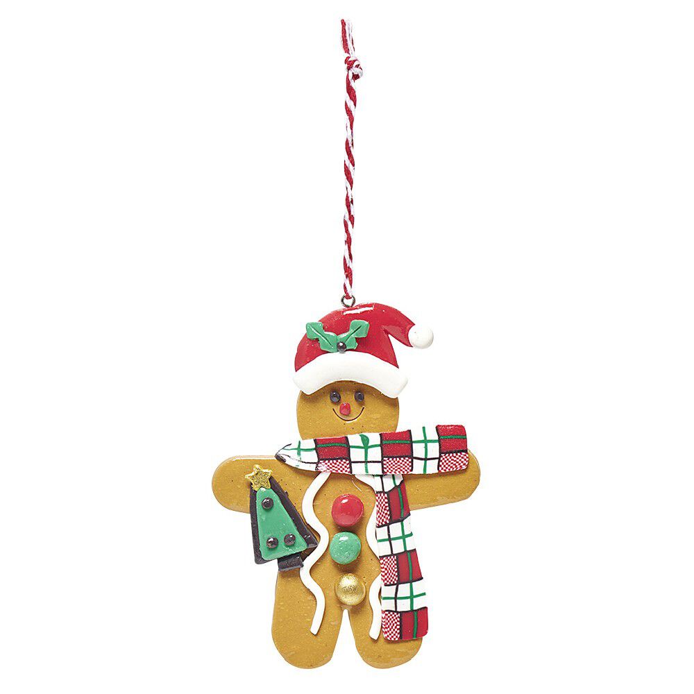 Suspension de No&euml;l petit bonhomme pain d'épice H12,5 cm