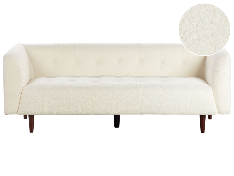 Sofa pikowana boucle tapicerowana biel