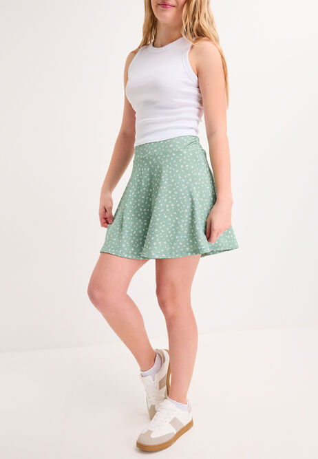 Older Girls Mint Floral Crinkle Skirt