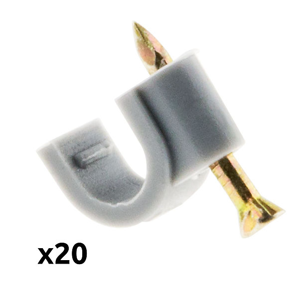 Lot de 20 crochets fixation diamètre 6mm - Gris - Zenitech
