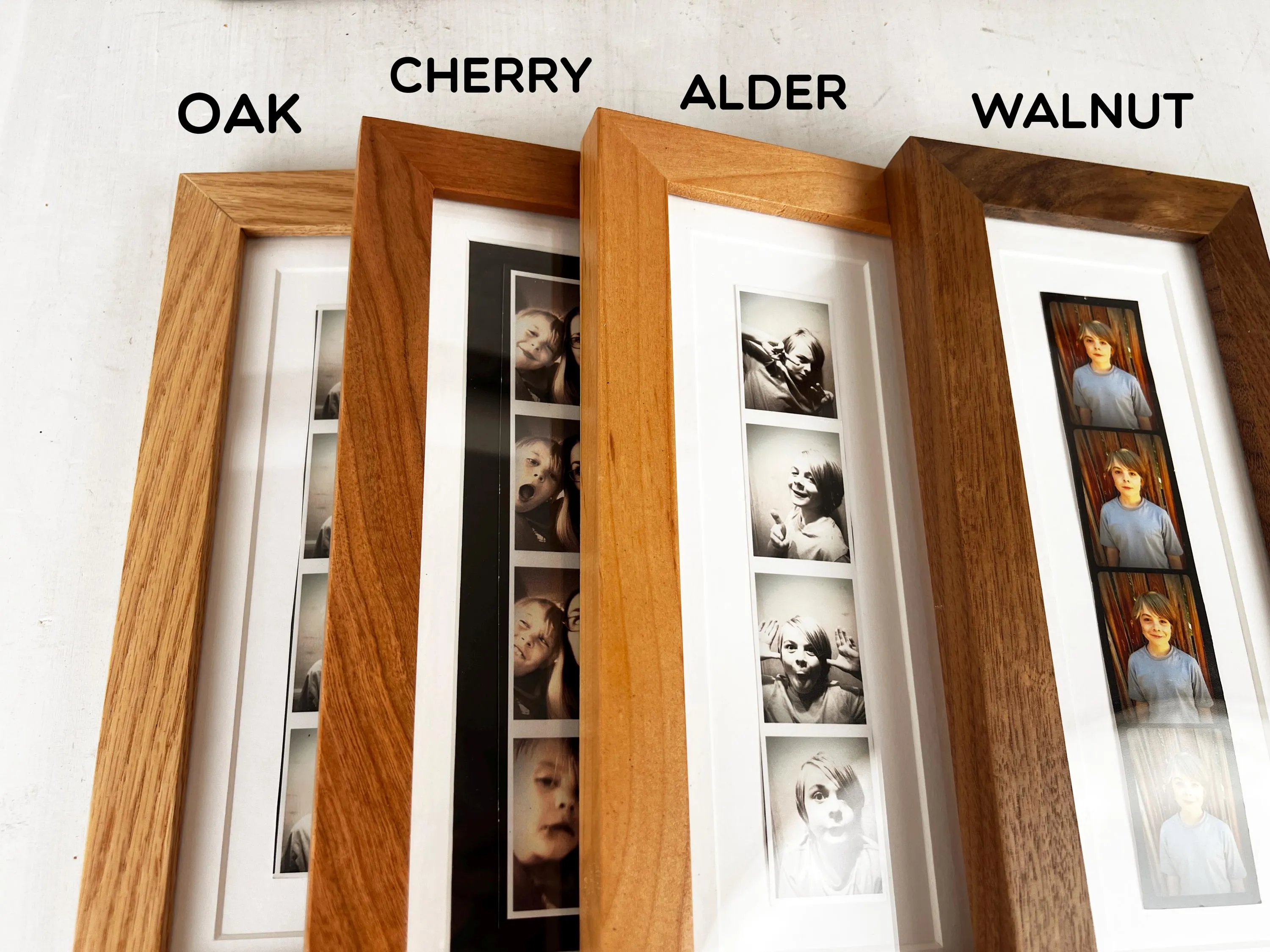 Picture Frame for PHOTO BOOTH STRIP in 1x1 Flat style and Natural Hardwood of Your Choice - 2x8