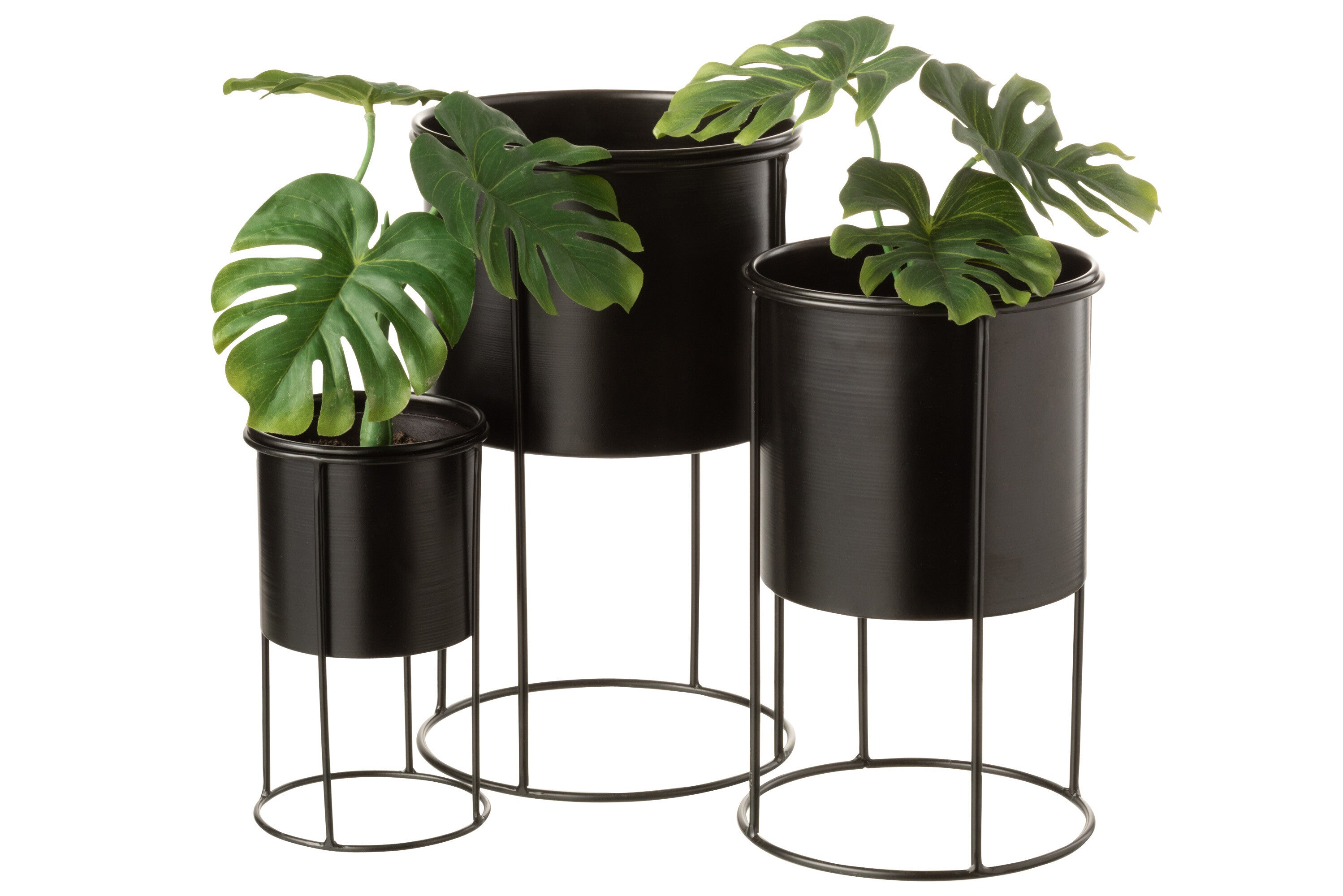 J-Line bloempot Op Voet - metaal - zwart - large - Ø 18 cm