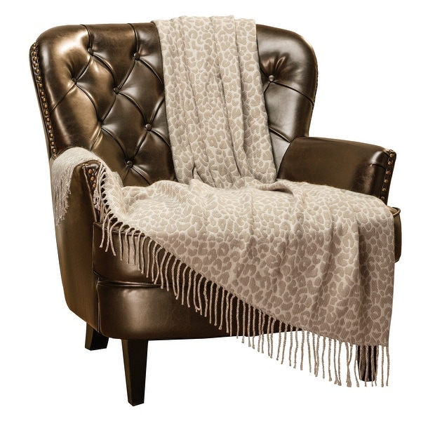 Chanasya Leopard Print Acrylic Throw Blanket With Tassels