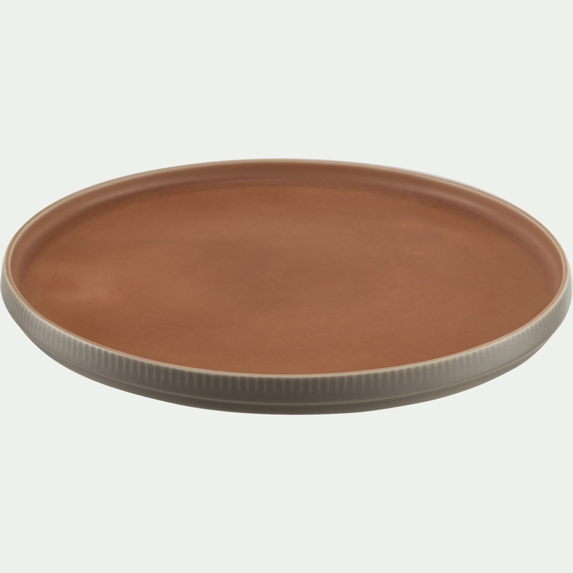 SIENNA - Assiette plate en grès D27,2cm - brun café