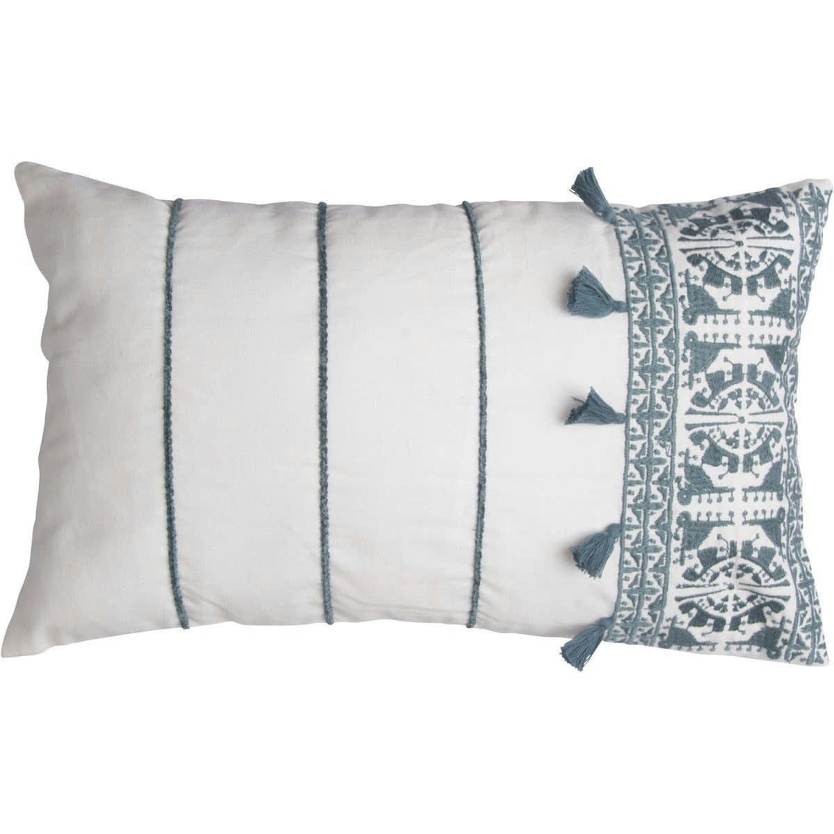 NEO BERBÈRE - Housse de coussin coton  50x30 bleu paon