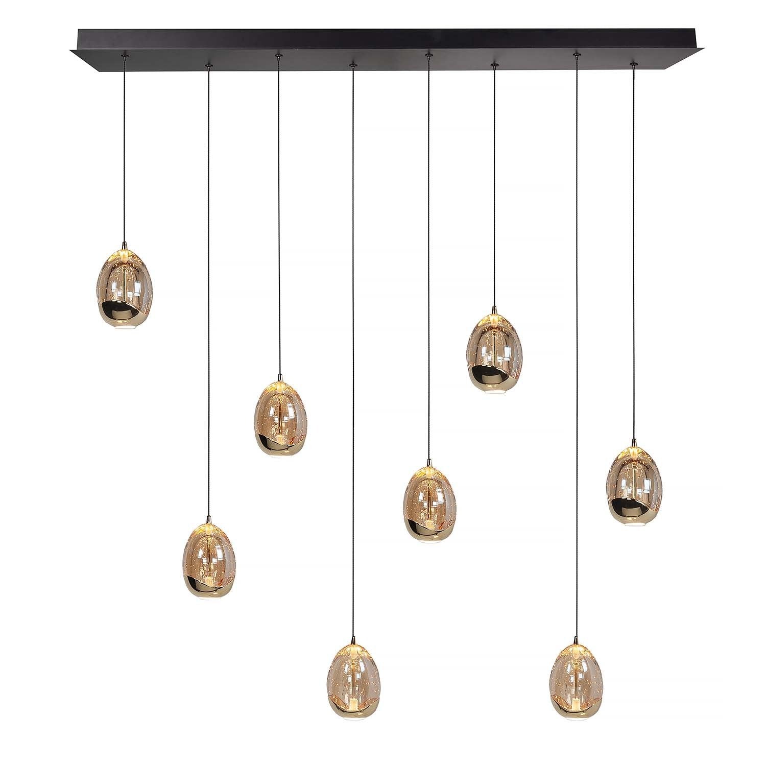 Highlight hanglamp Golden - 8 lichts - 115 x 155  cm - amber zwart