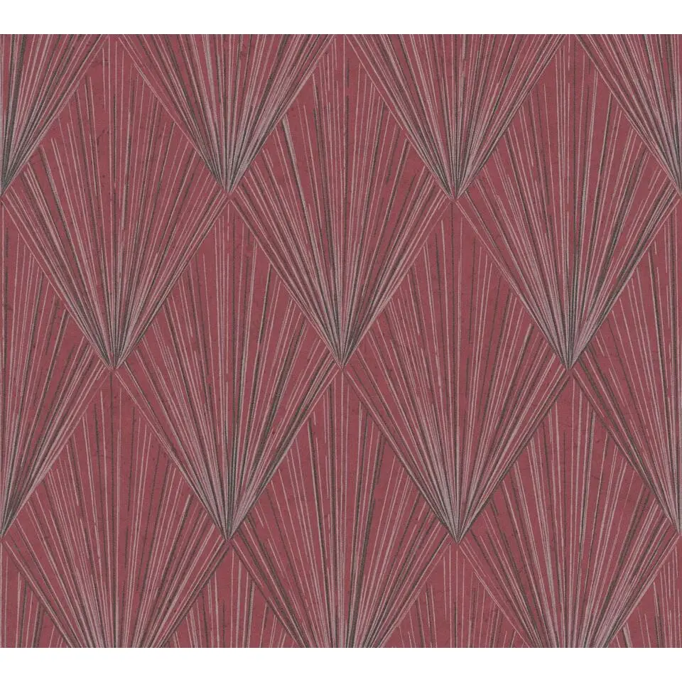 Livingwalls behang geometrische vormen rood, zwart en grijs - 53 cm x 10.05 m