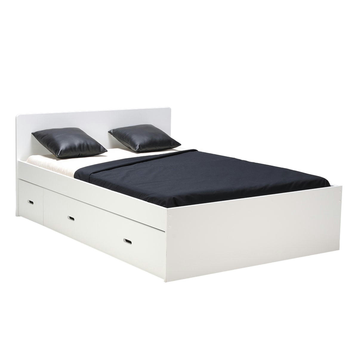 WILMA - Lit rangement avec chevet et tiroir blanc