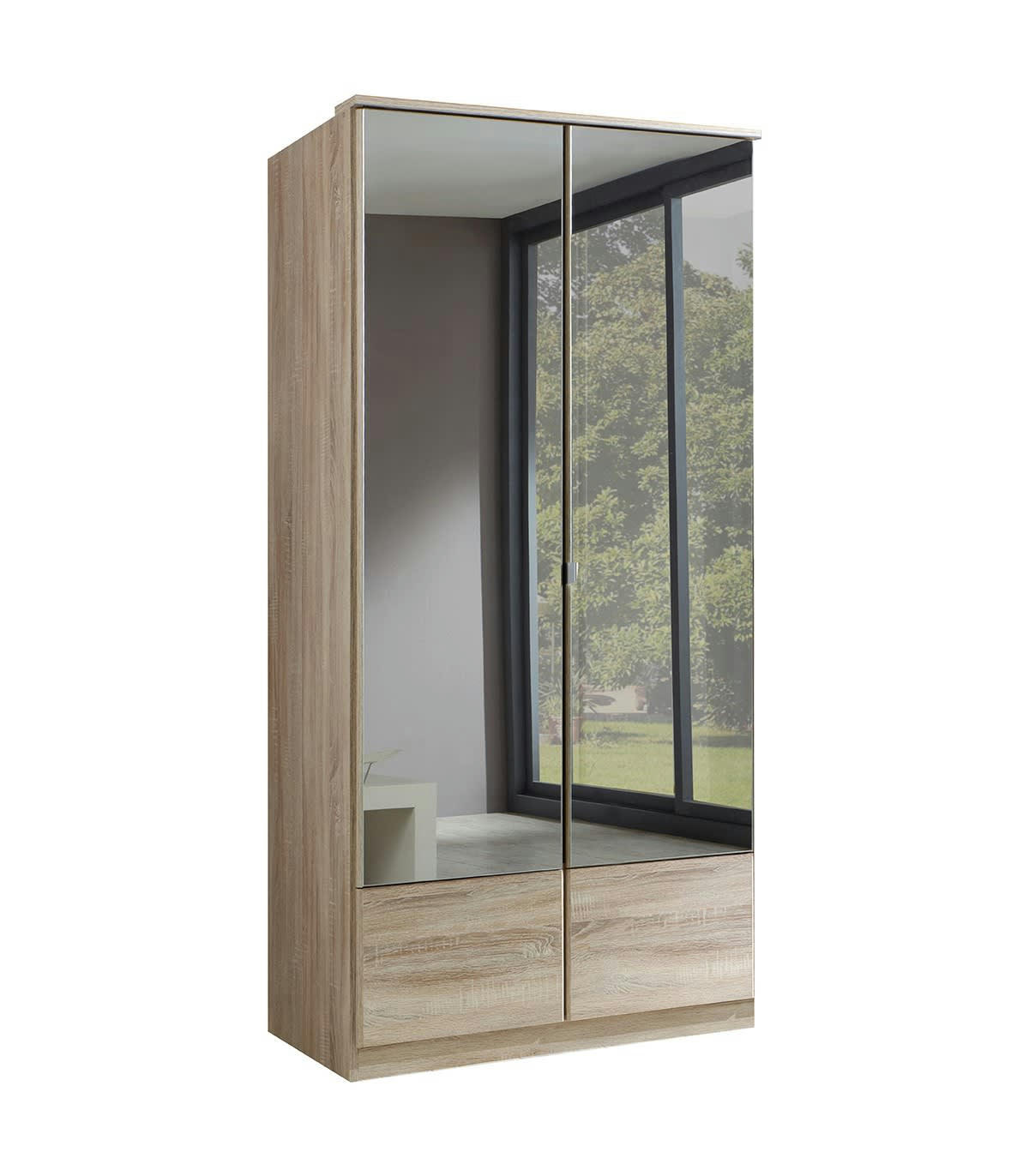 - Armoire 2 portes miroir - L91 cm