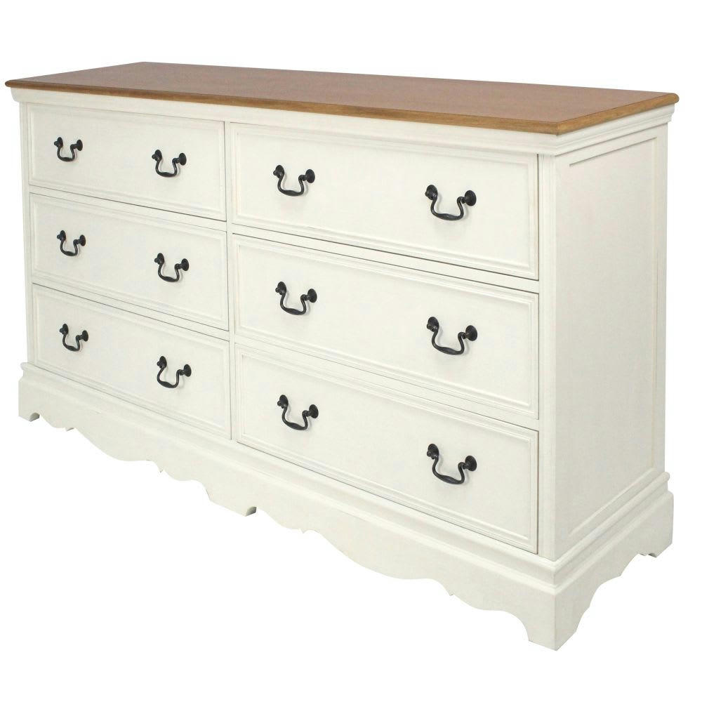 Léontine - Commode double 6 tiroirs crème
