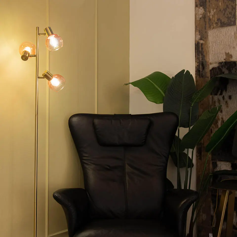 Qazqa vloerlamp vidro roze e14