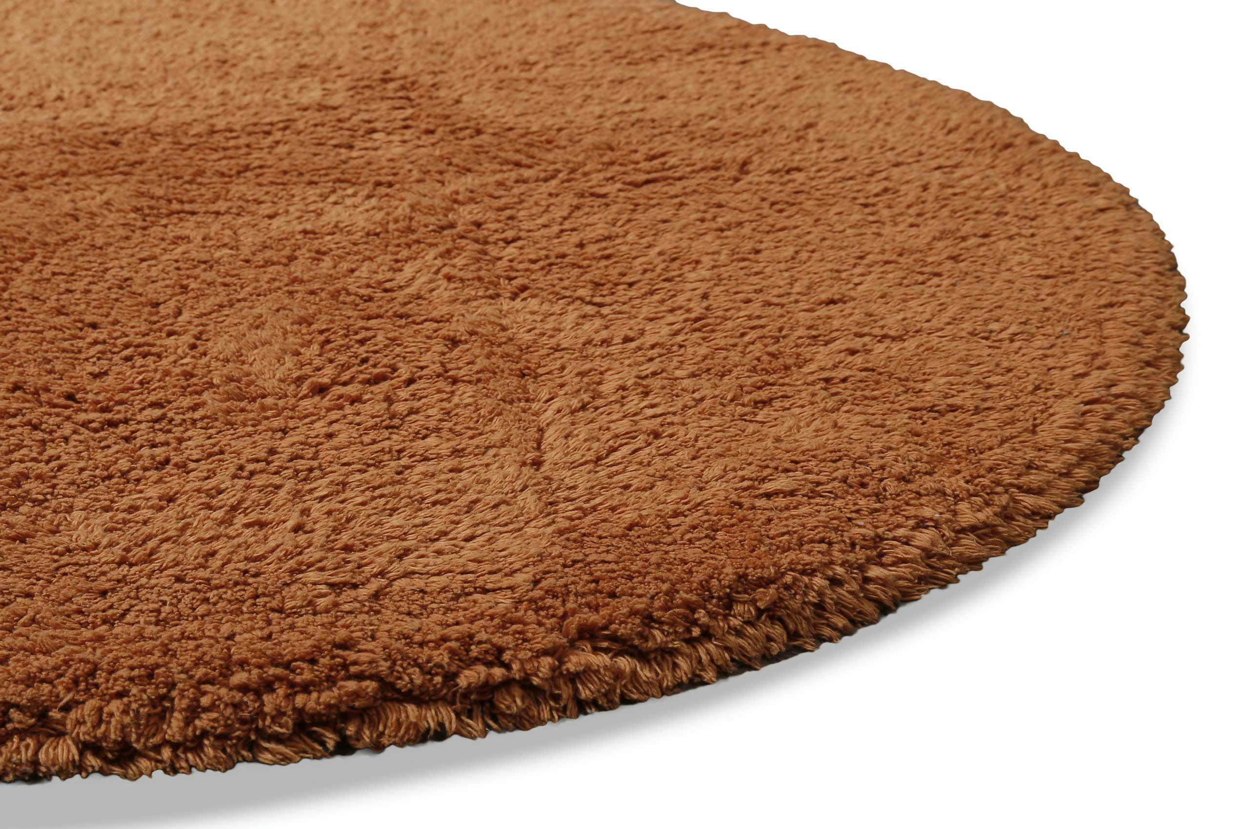 OLE - Tapis de bain rond doux terracotta coton 90 rd.