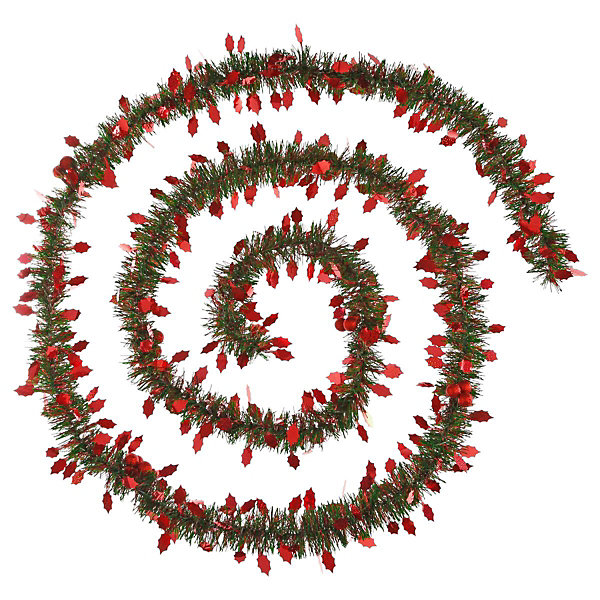 Guirlande houx rouge 10cmx2,7m 4 plis vert - feeric lights &christmas