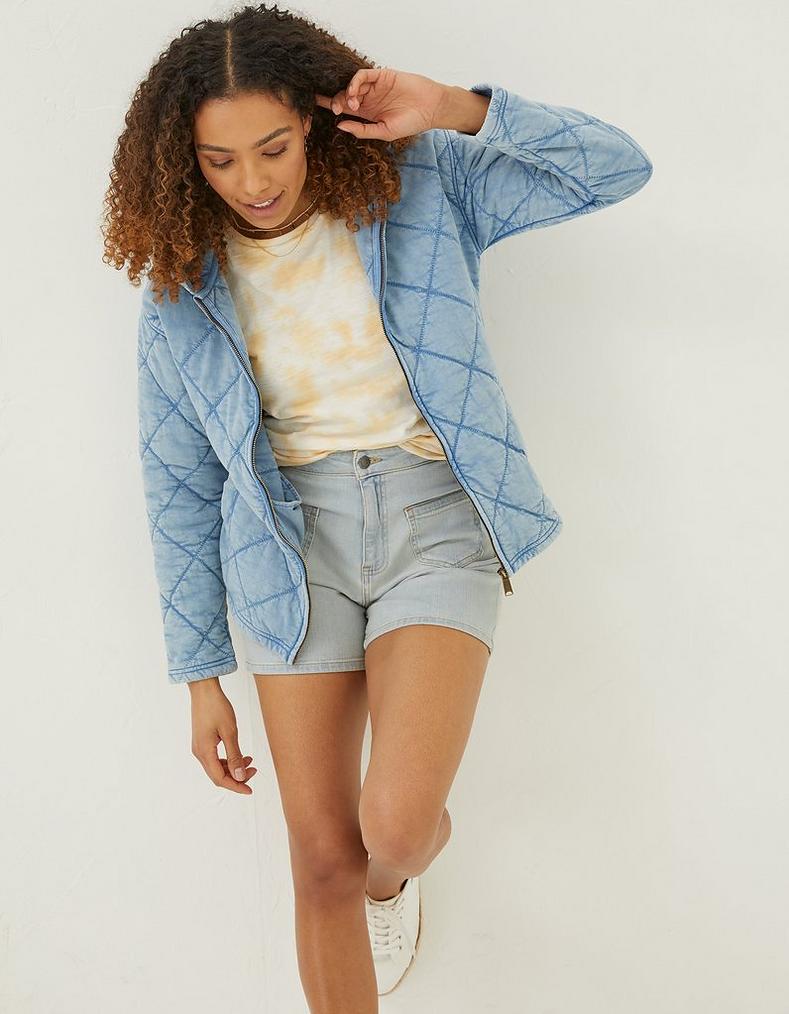 Asher Quilted Zip Through Hoodie