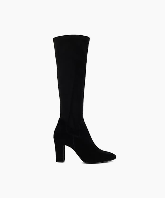 Simple Black - Block-Heel Knee-High Boots