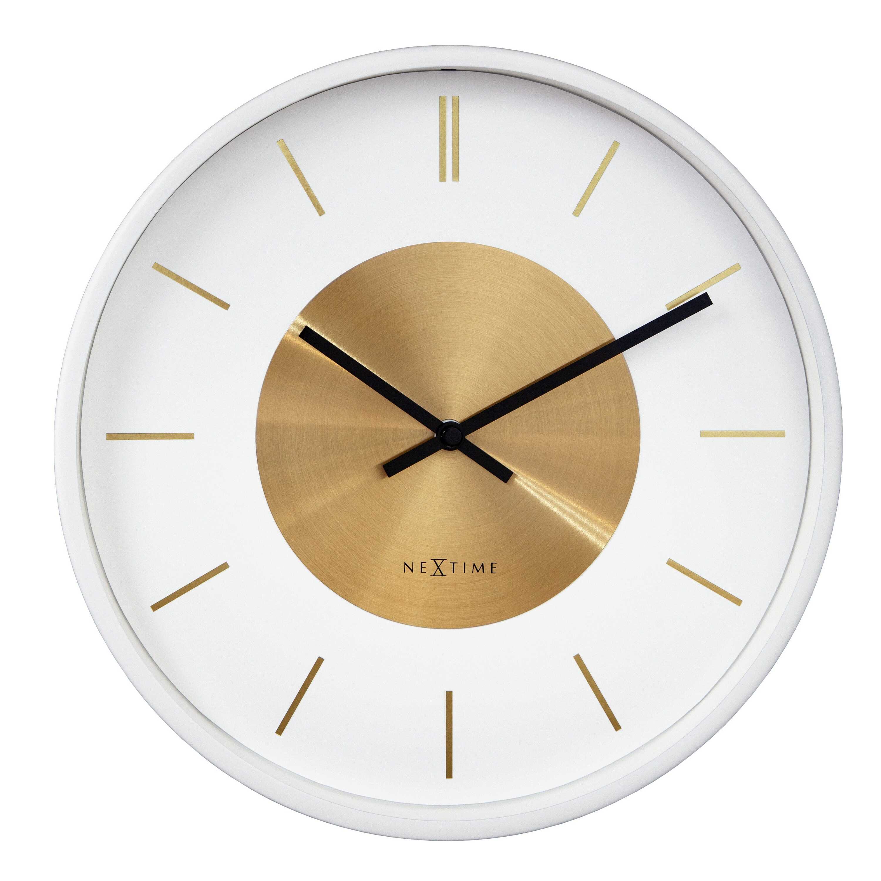 NeXtime - Wandklok 25cm - Stil - Wit Goud - Metaal - NeXtime 'Retro