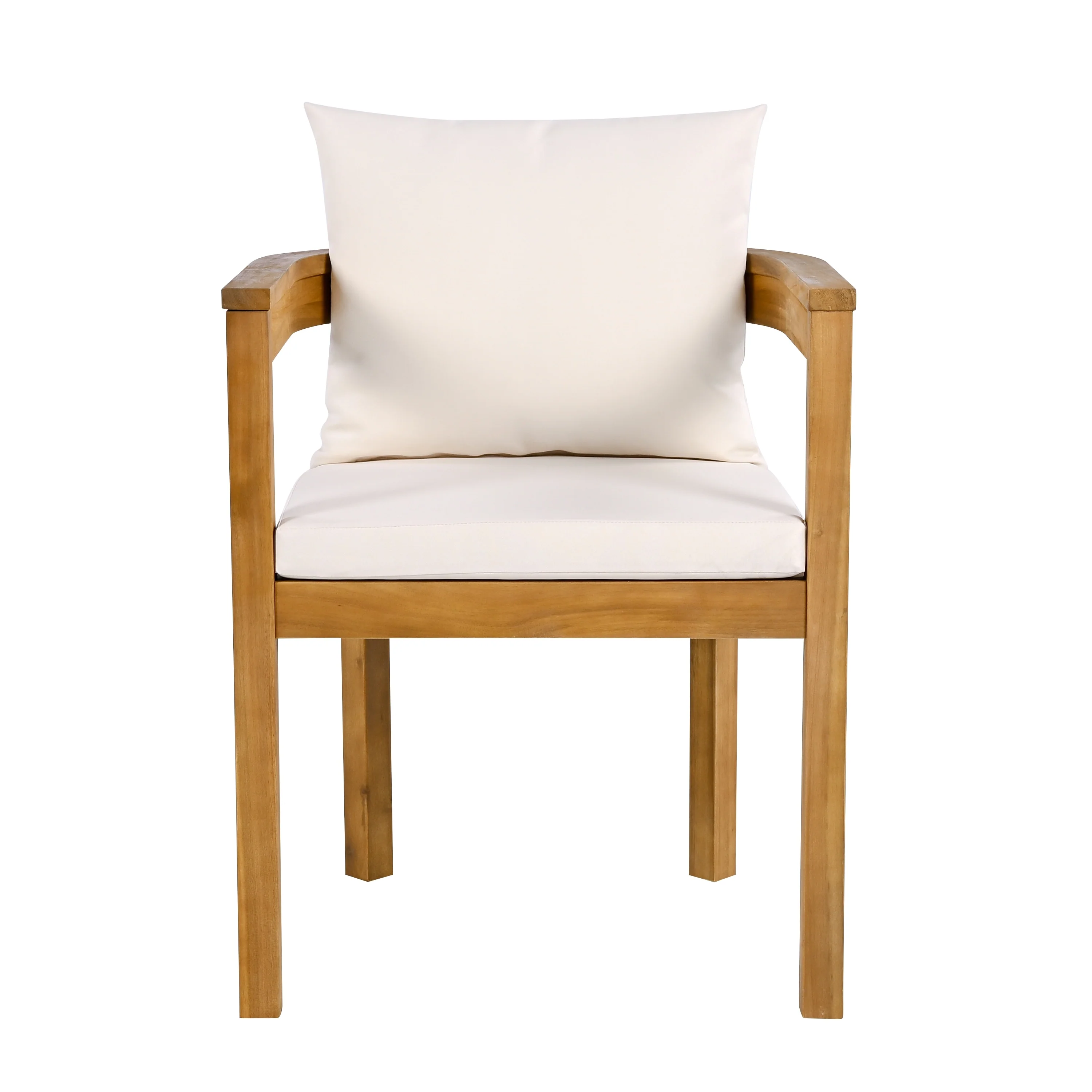 Abaco Outdoor Acacia Wood Dining Chair With Beige Cushion (Excluding the table)