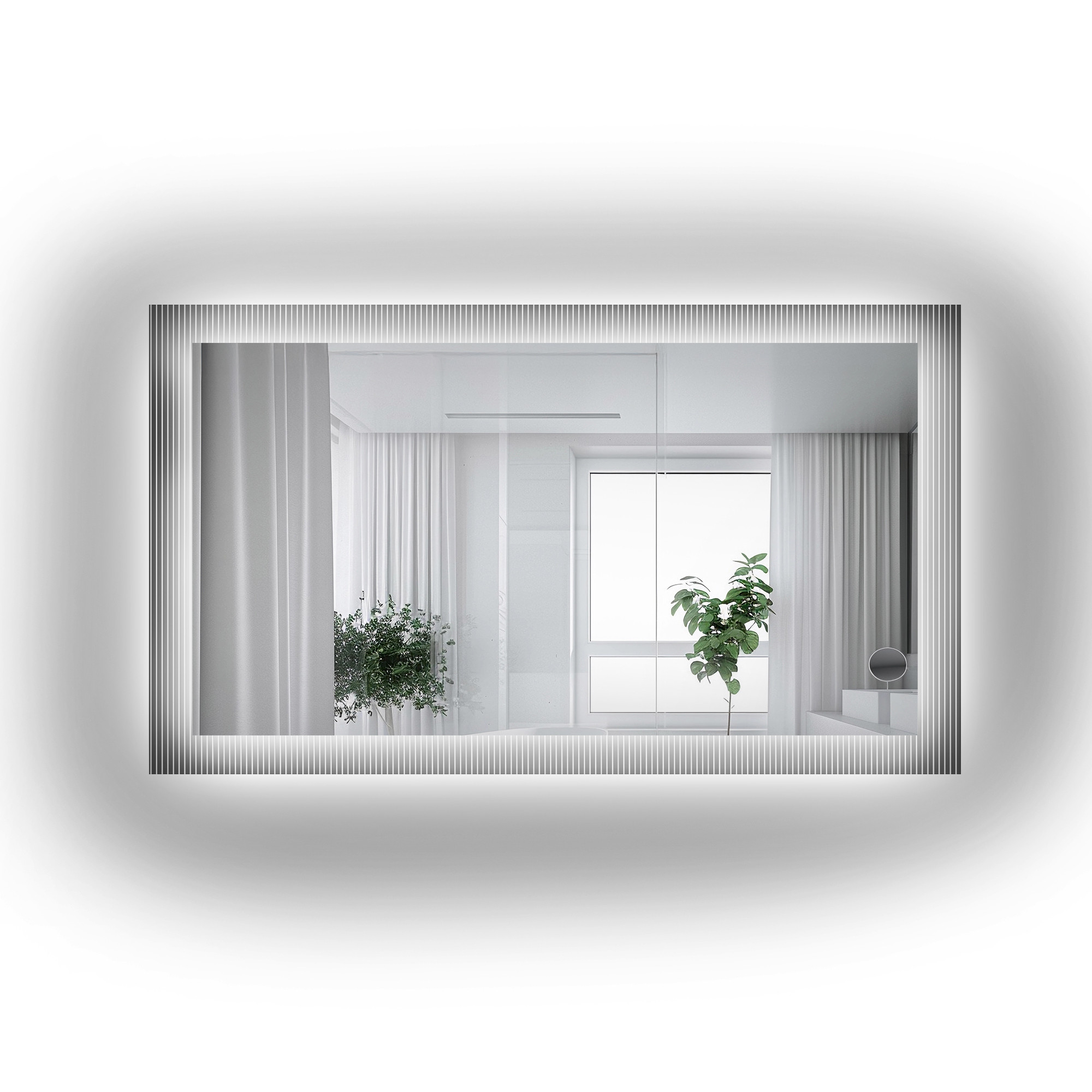 Prostokątne lustro na szkle ornamentowym z LED - LUXORA CLARITY LED