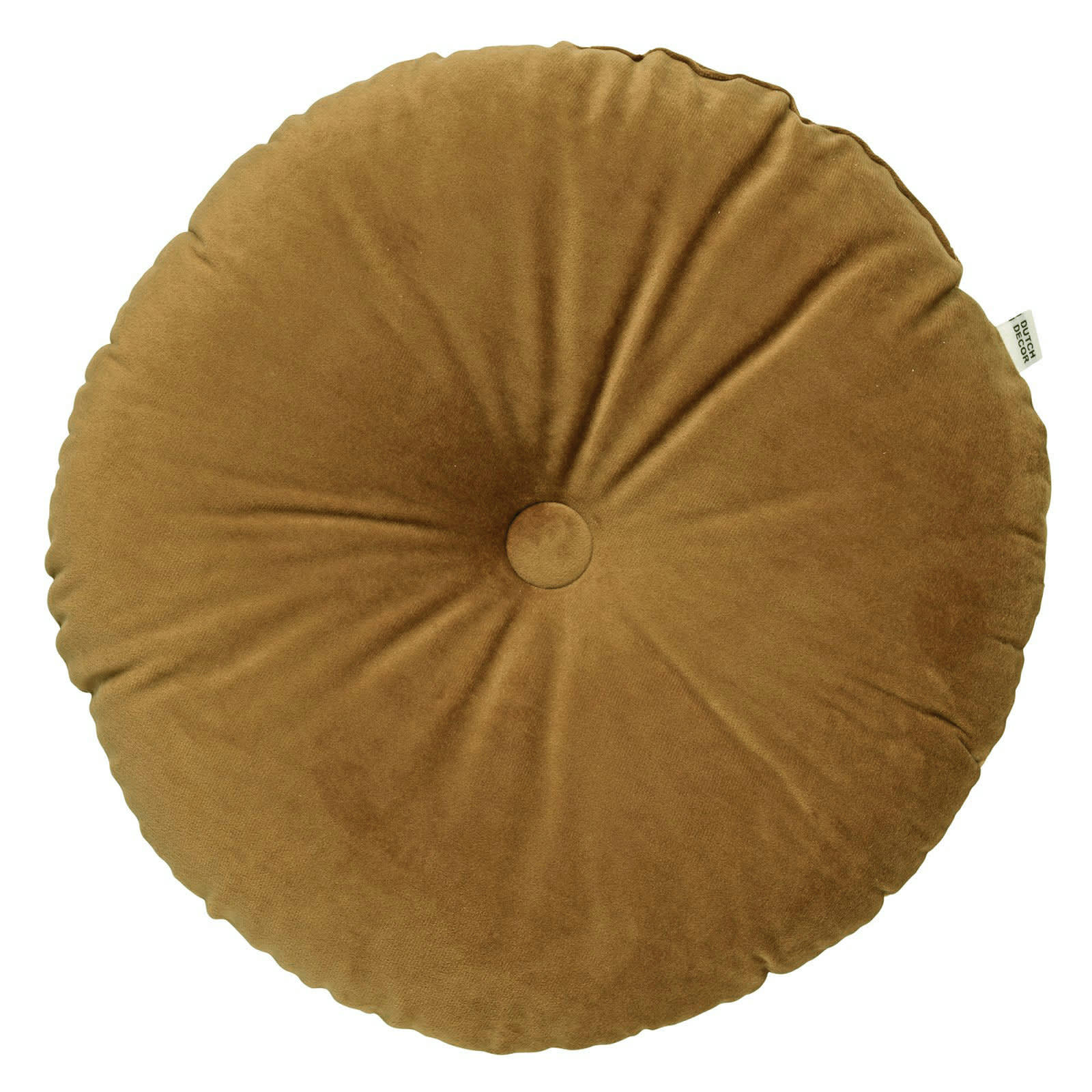 OLLY - Coussin rond marron en velours 40 cm uni