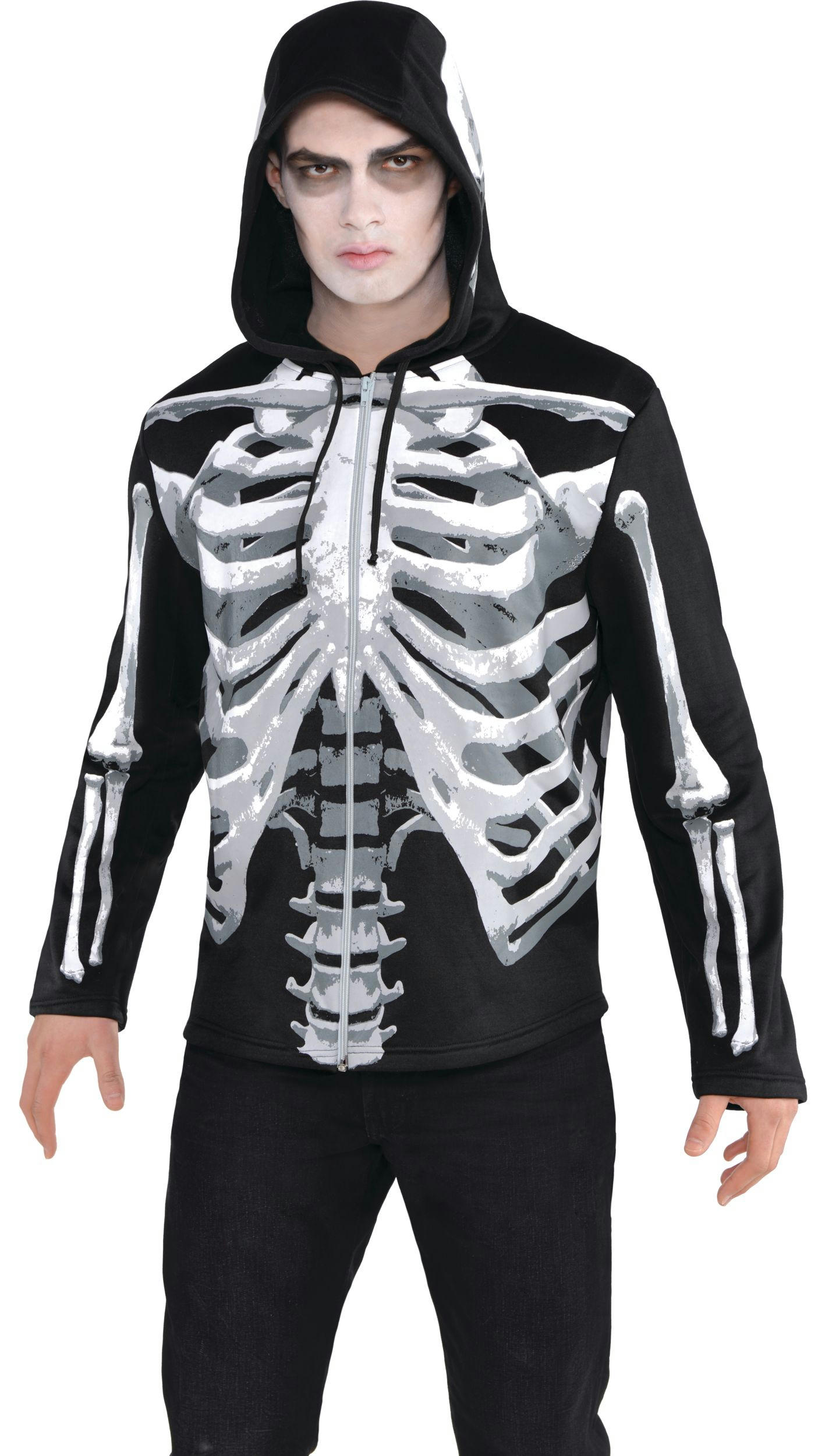 Skeleton Bones Hoodie Sweater, Black/White, Assorted Sizes, Halloween Costume Accessory