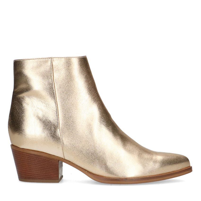 Manfield Gouden leren enkellaarsjes